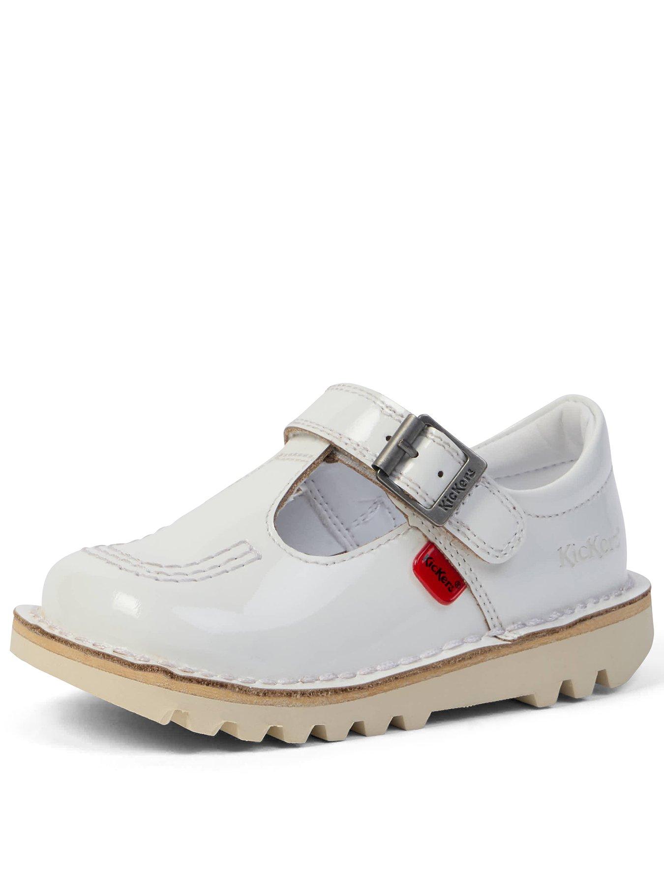 Image 1 of 6 of Kickers Kick T Bar Patent Leather Shoe - White