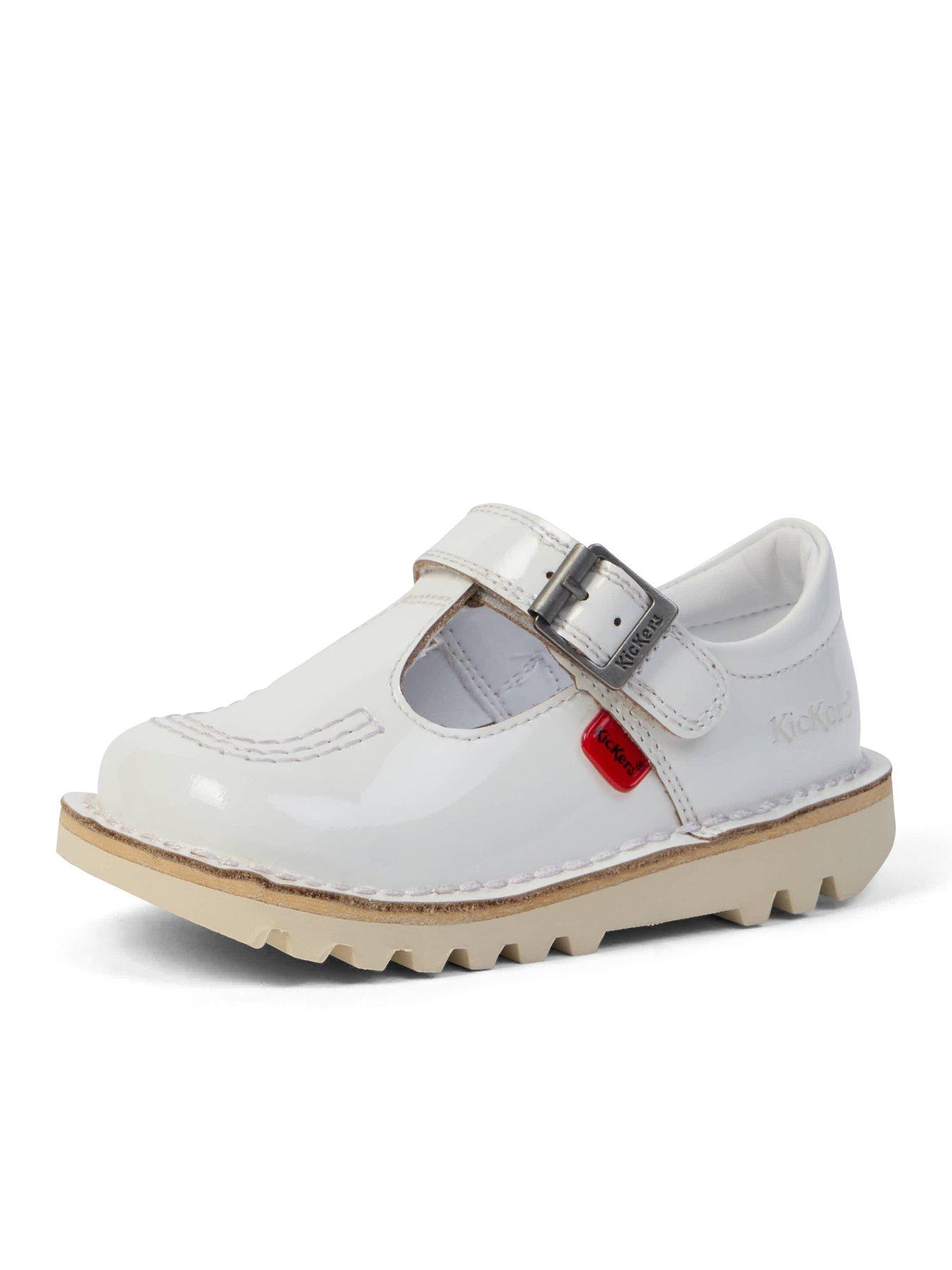 Image 6 of 6 of Kickers Kick T Bar Patent Leather Shoe - White