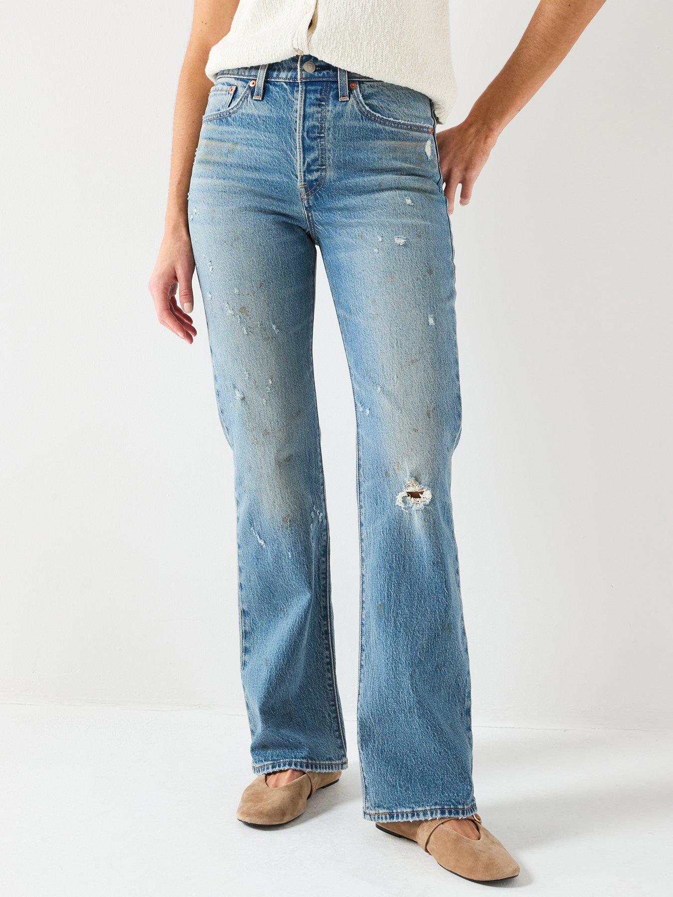 front image of levis-wedgie-bootcut-jeans-blue