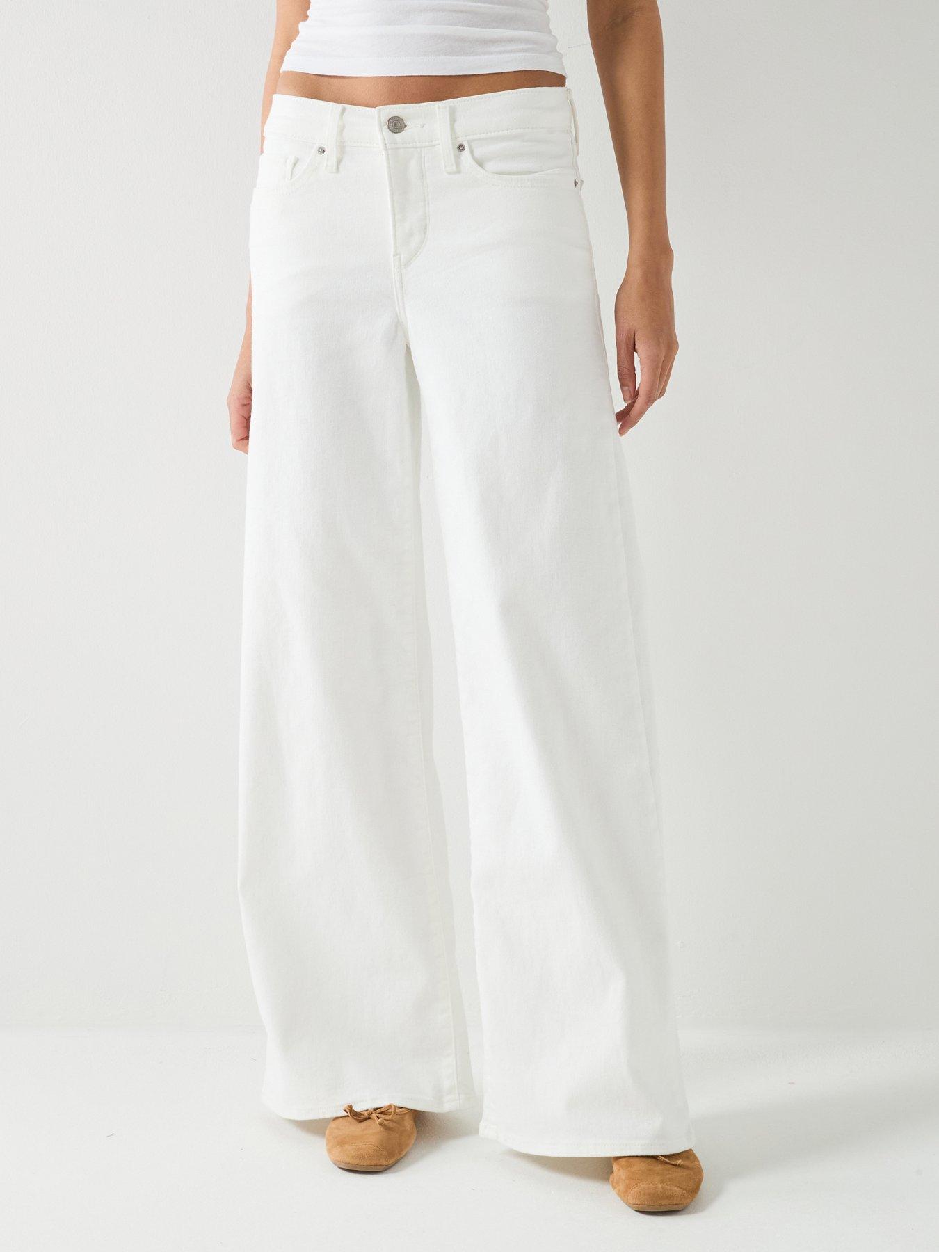 Image 1 of 6 of Levi's 318 Shaping Wide Leg Jeans - White