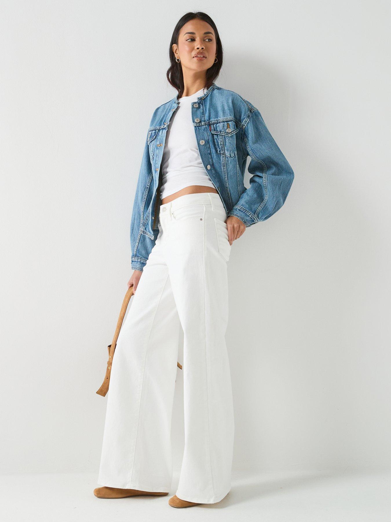 Image 3 of 6 of Levi's 318 Shaping Wide Leg Jeans - White