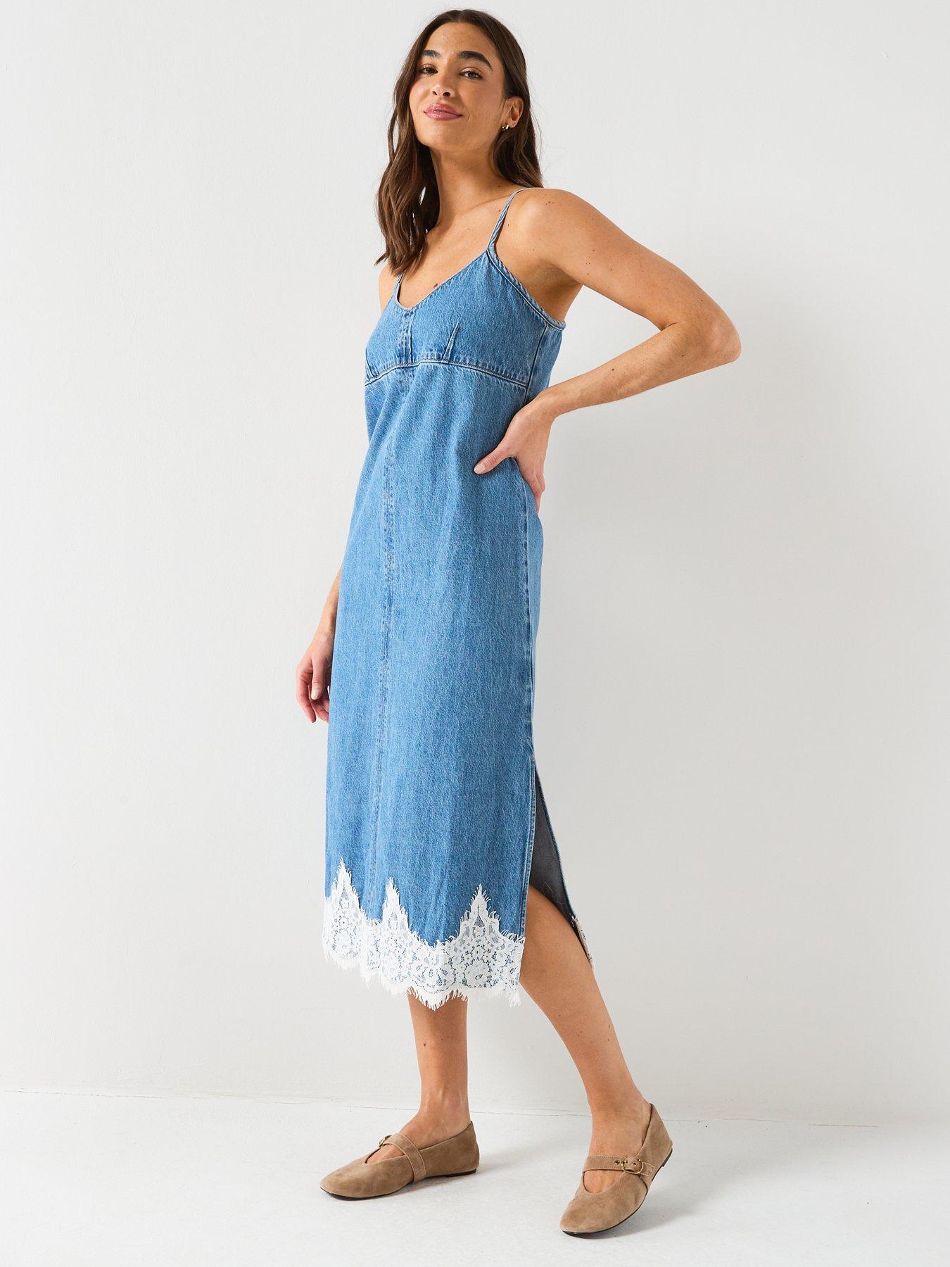 Image 3 of 6 of Levi's 90's Denim Slip Dress - Blue