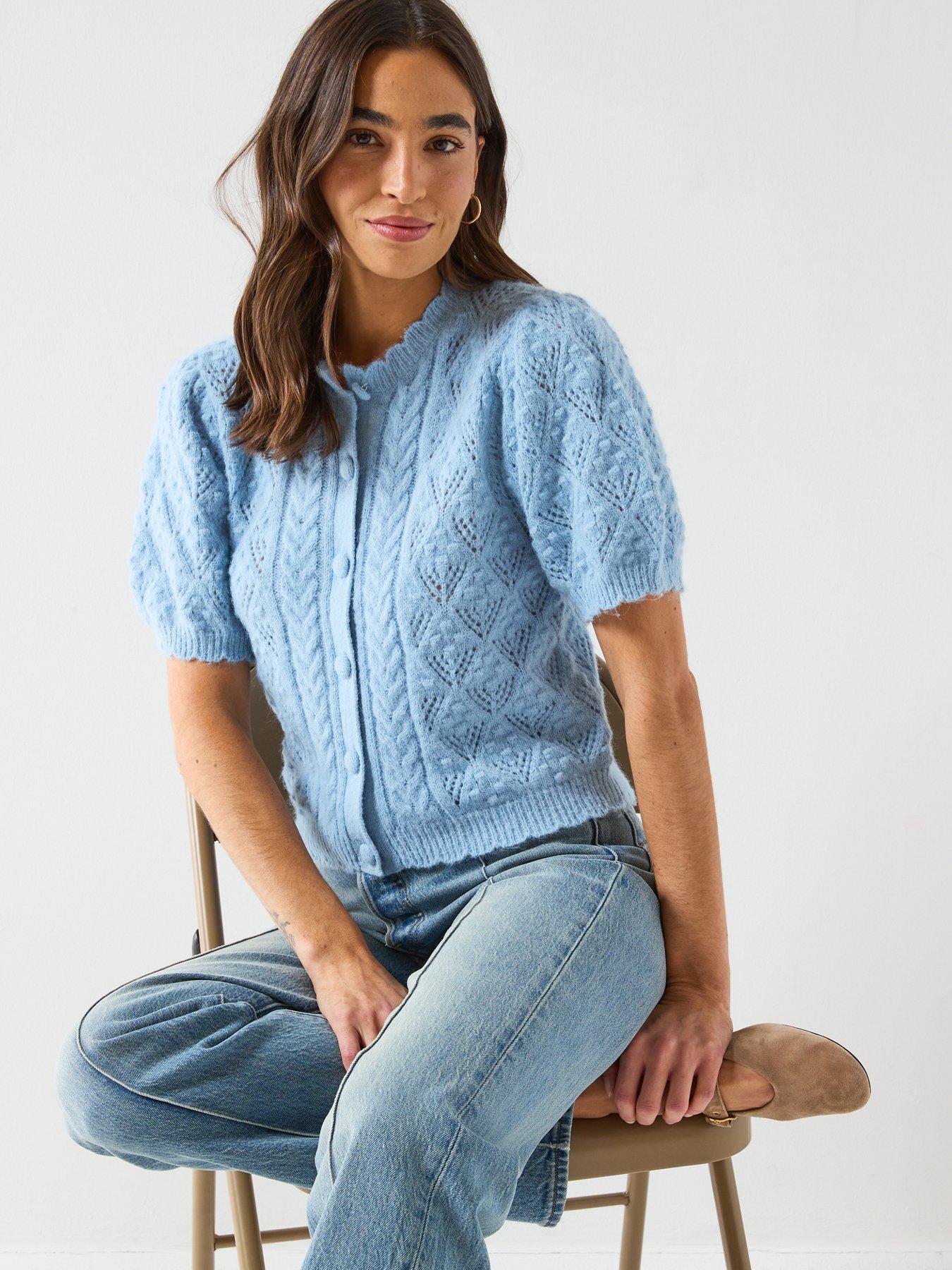 Levi's Pauline Pointelle Short Sleeve Cardigan - Blue