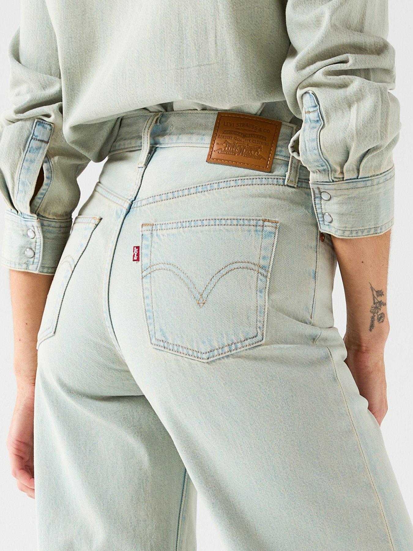  image of levis-ribcage-wide-leg-jeans-blue