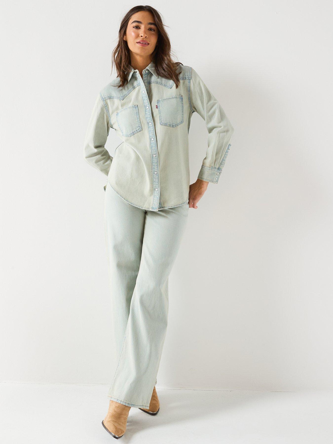  image of levis-ribcage-wide-leg-jeans-blue