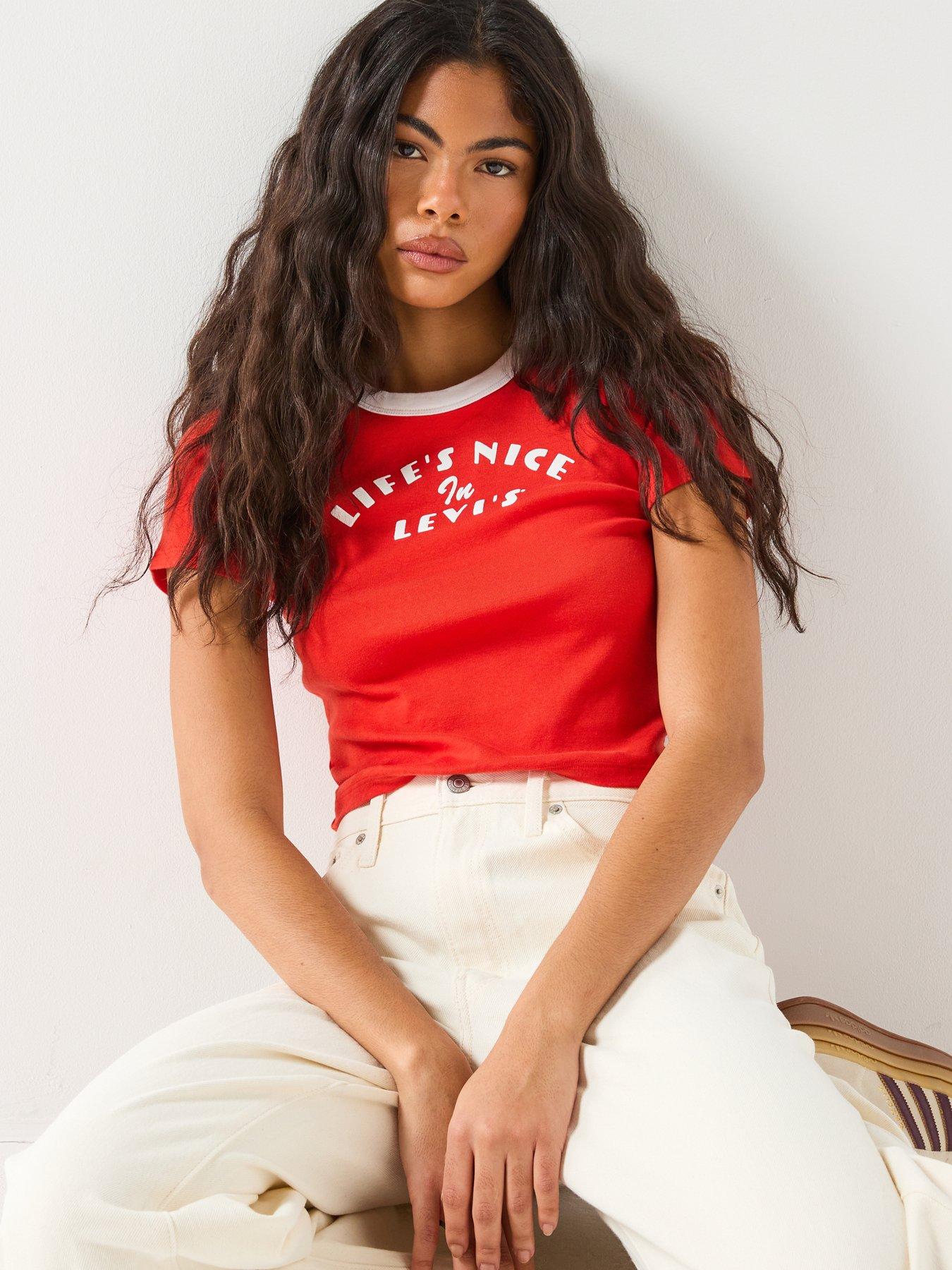 Image 4 of 6 of Levi's Grahic Ringer Mini Tee (No Arm Ringers) - Red