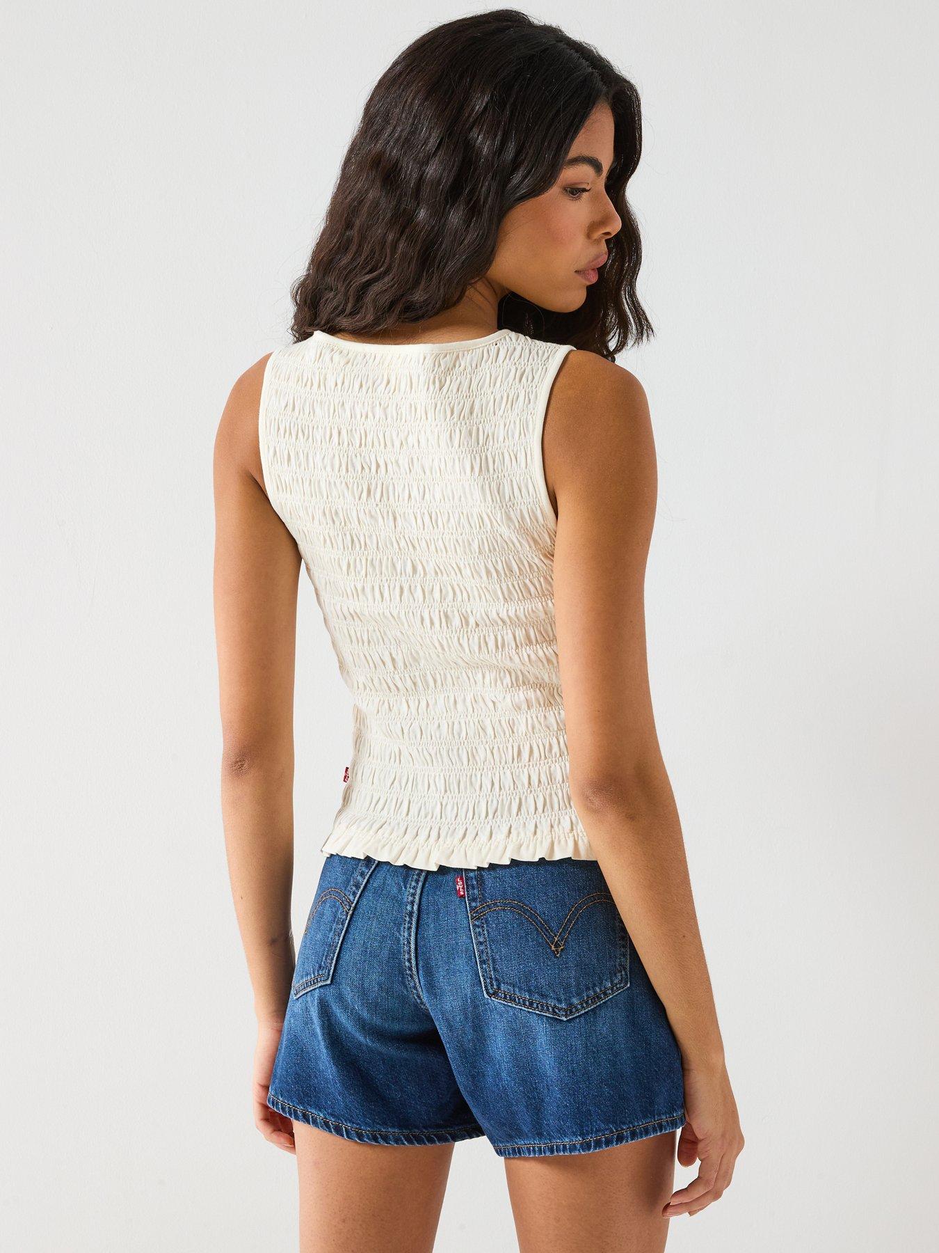  image of levis-bella-smocked-top-white