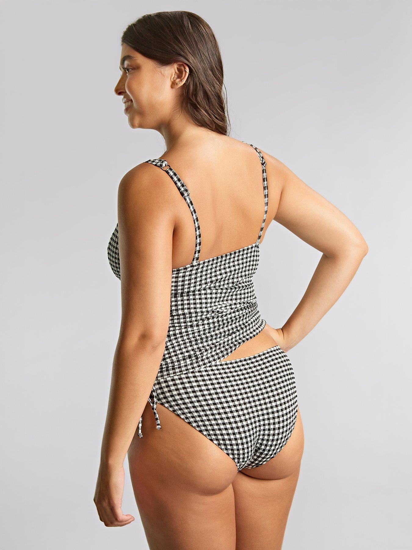  image of panache-swim-black-gingham-iris-balcony-tankini-black-gingham