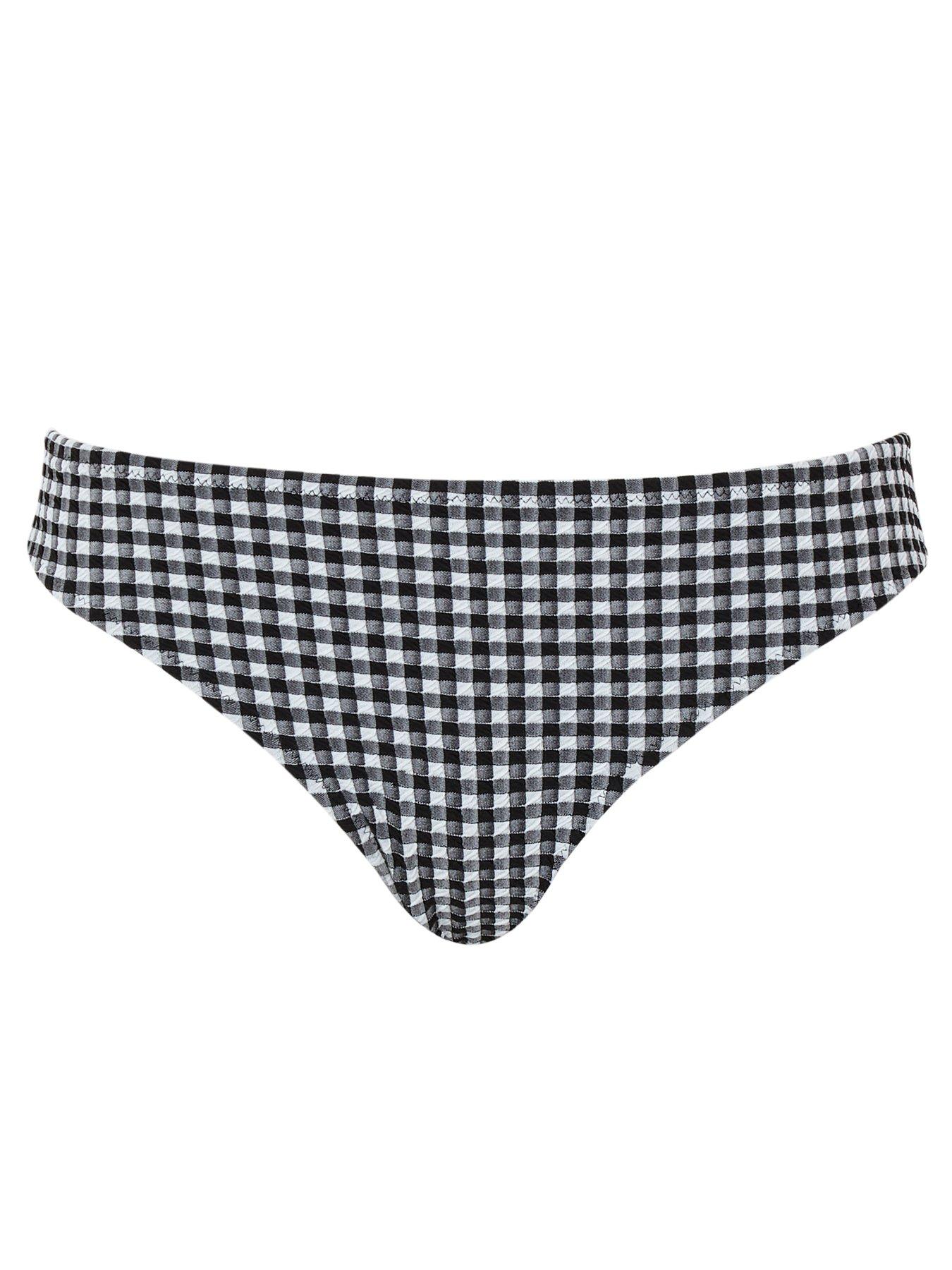  image of panache-swim-black-gingham-classic-brief-black-gingham