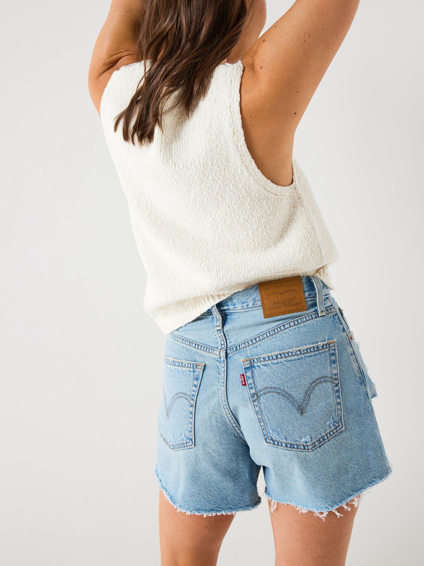 Image 6 of 6 of Levi's Ribcage Zip Shorts - Blue