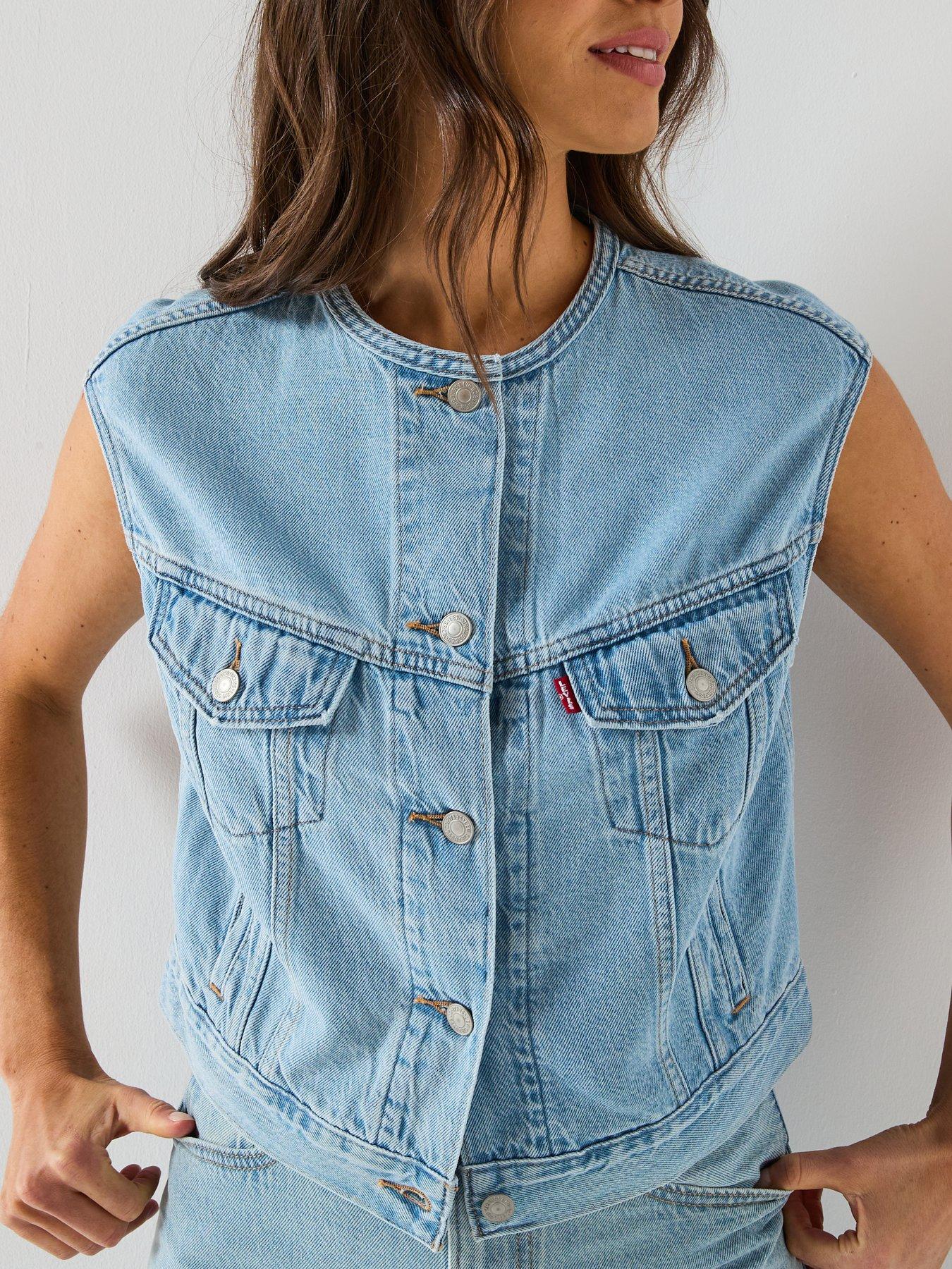 Image 4 of 6 of Levi's Collarless Shrunken '90s Vest - Blue
