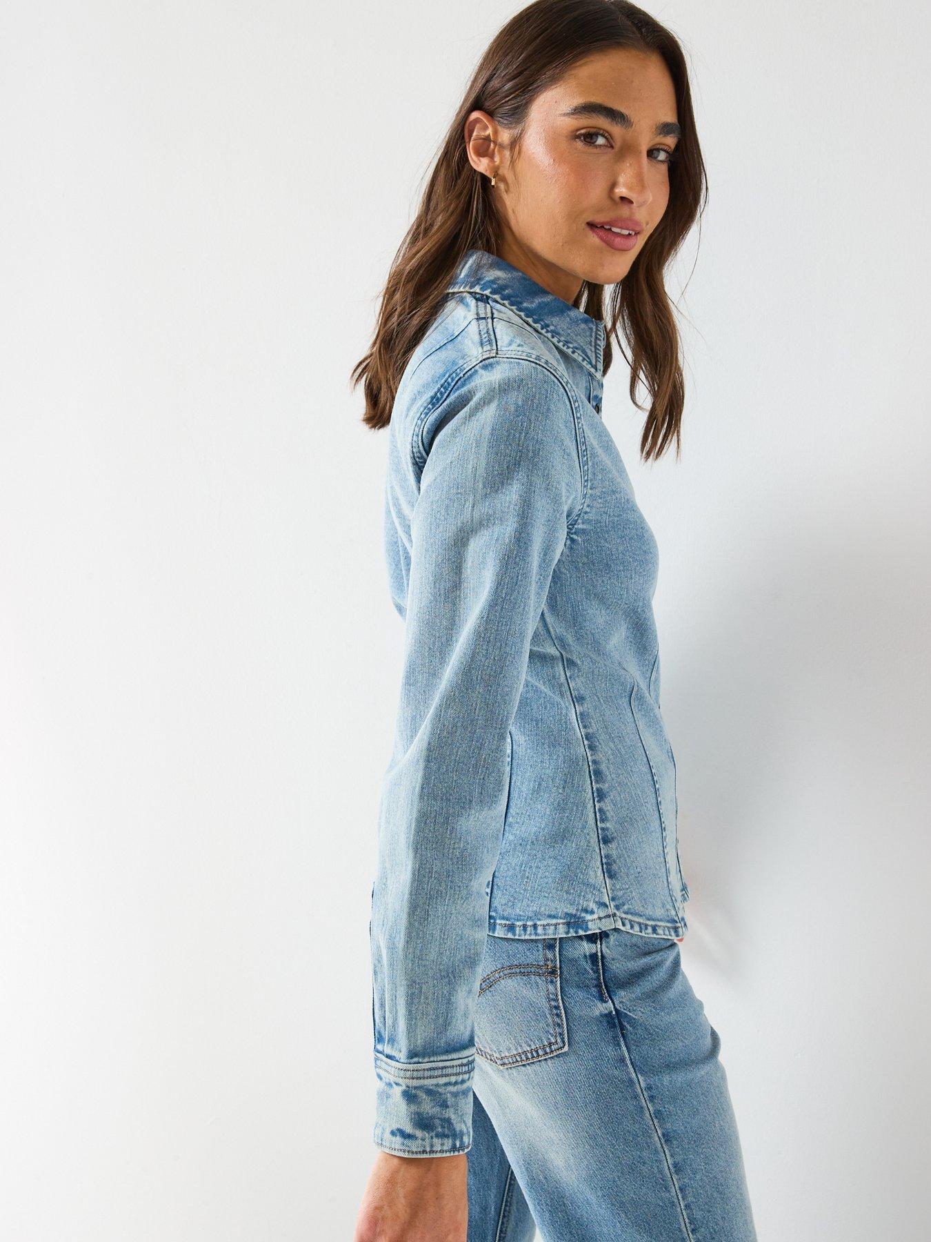  image of levis-long-sleeve-shaped-shirt-blue