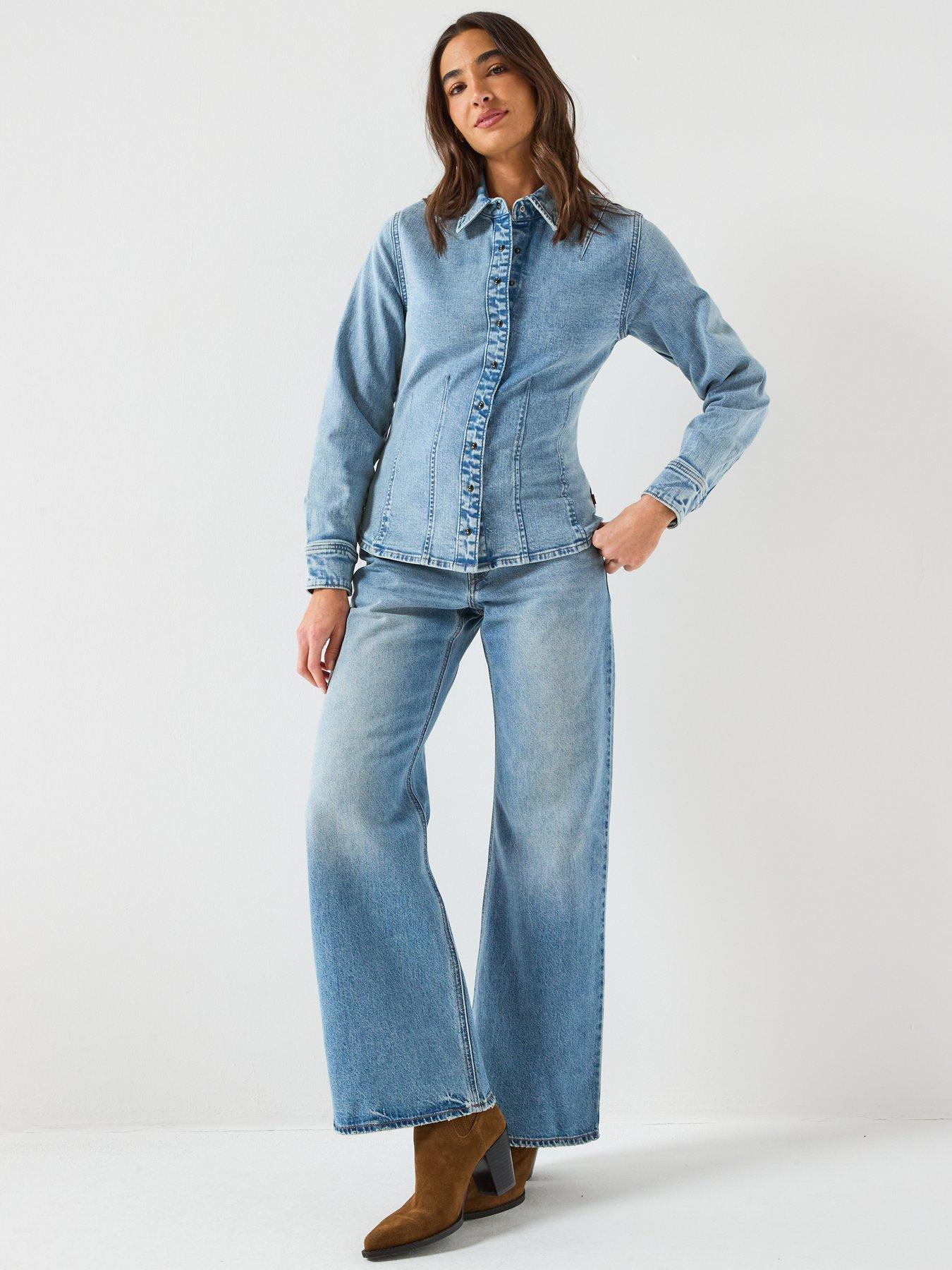  image of levis-long-sleeve-shaped-shirt-blue