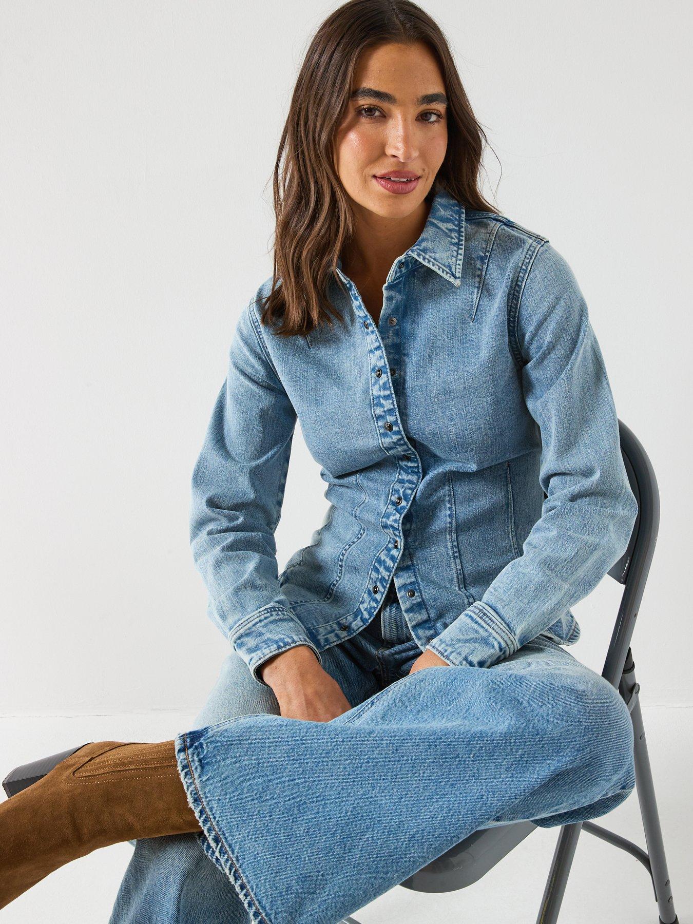  image of levis-long-sleeve-shaped-shirt-blue