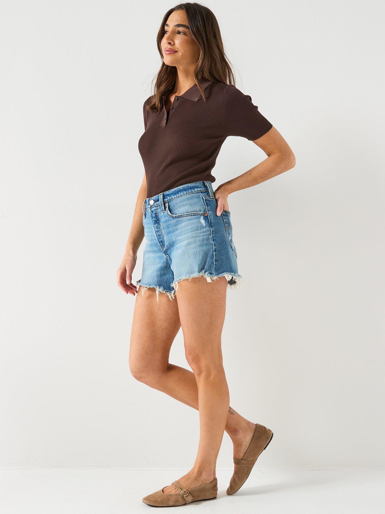  image of levis-501-curve-shorts-blue