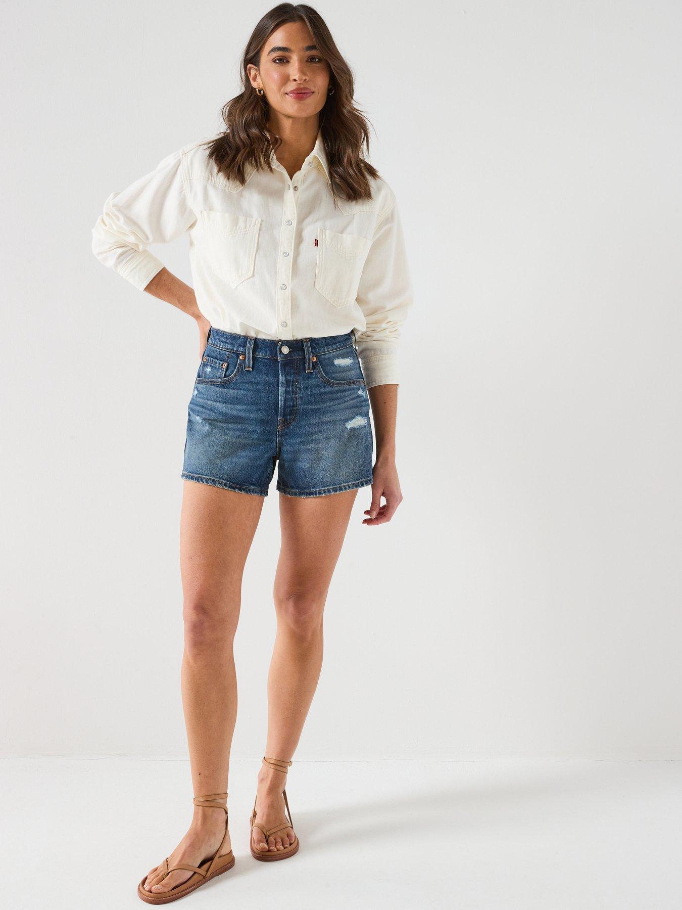  image of levis-501-curve-shorts-blue
