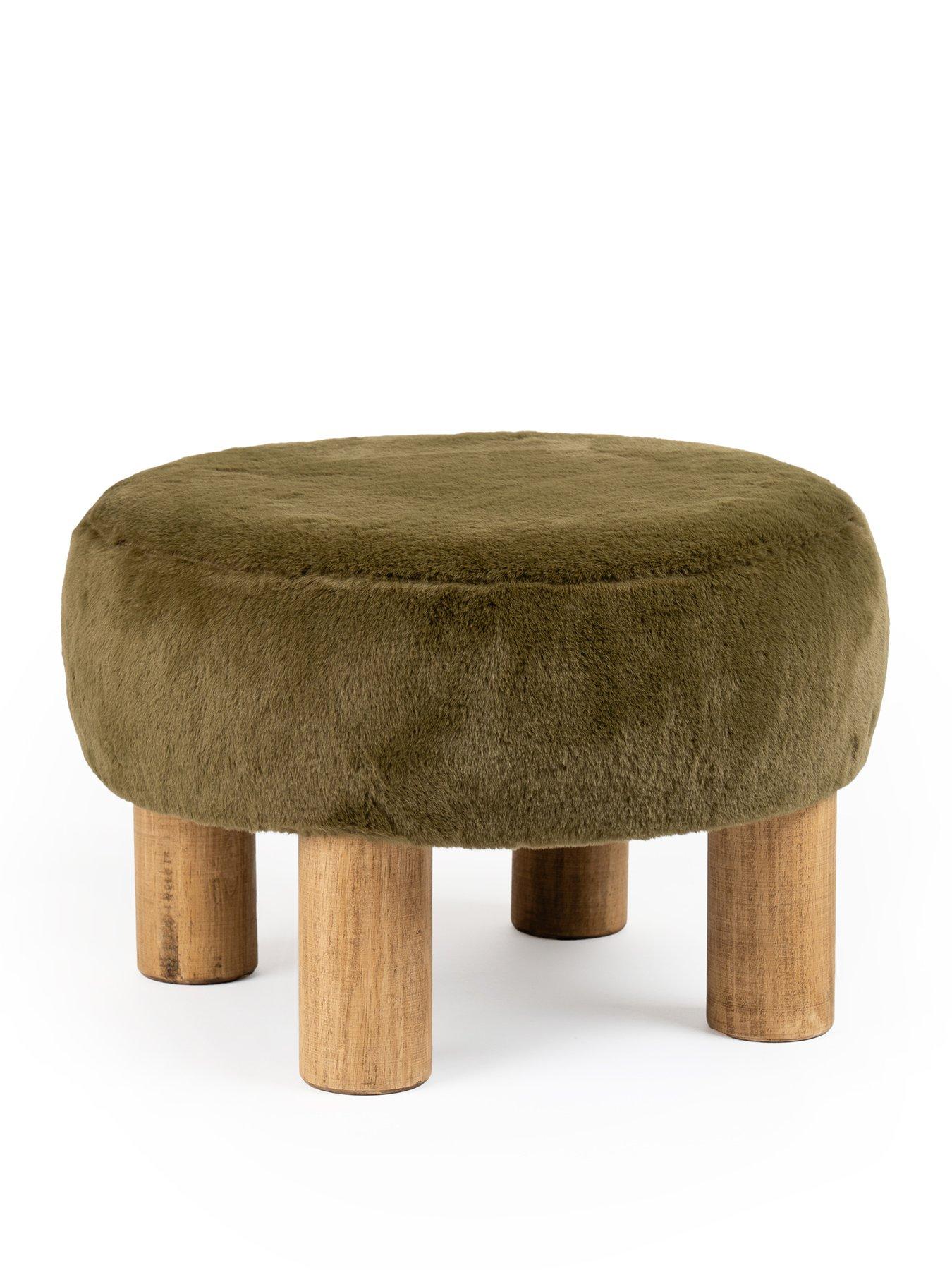  image of scottish-everlastings-soft-faux-fur-foot-stool-green