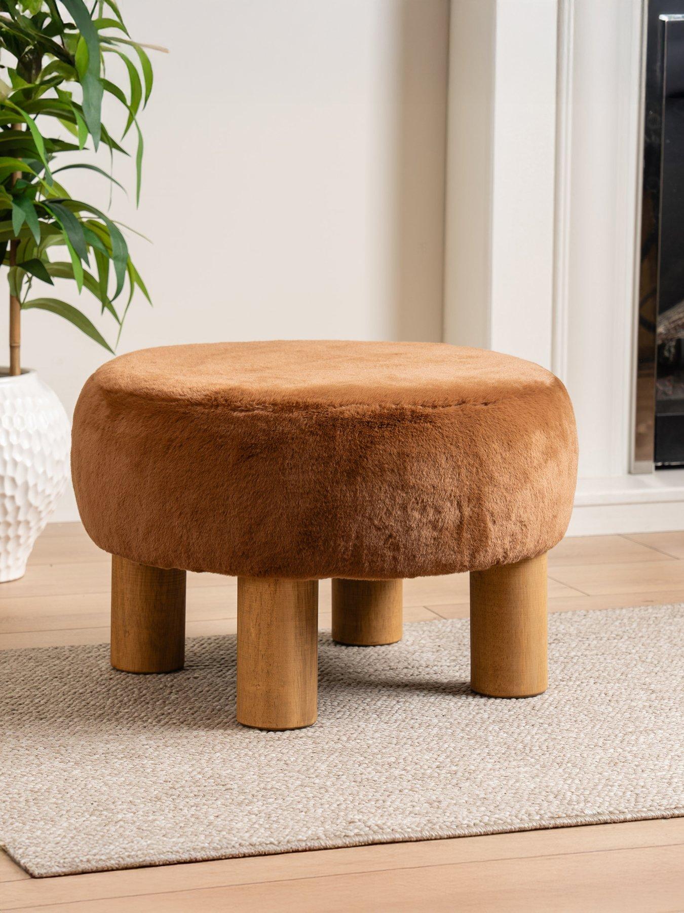 Scottish Everlastings Soft Faux Fur Foot Stool - Green