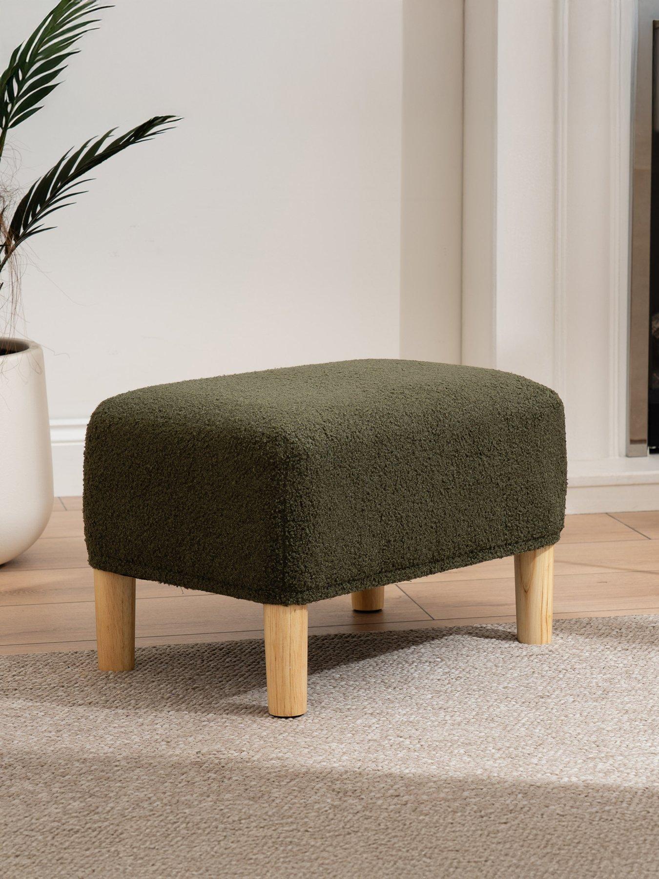 Scottish Everlastings Howorth Boucle Foot Stool - Light Green