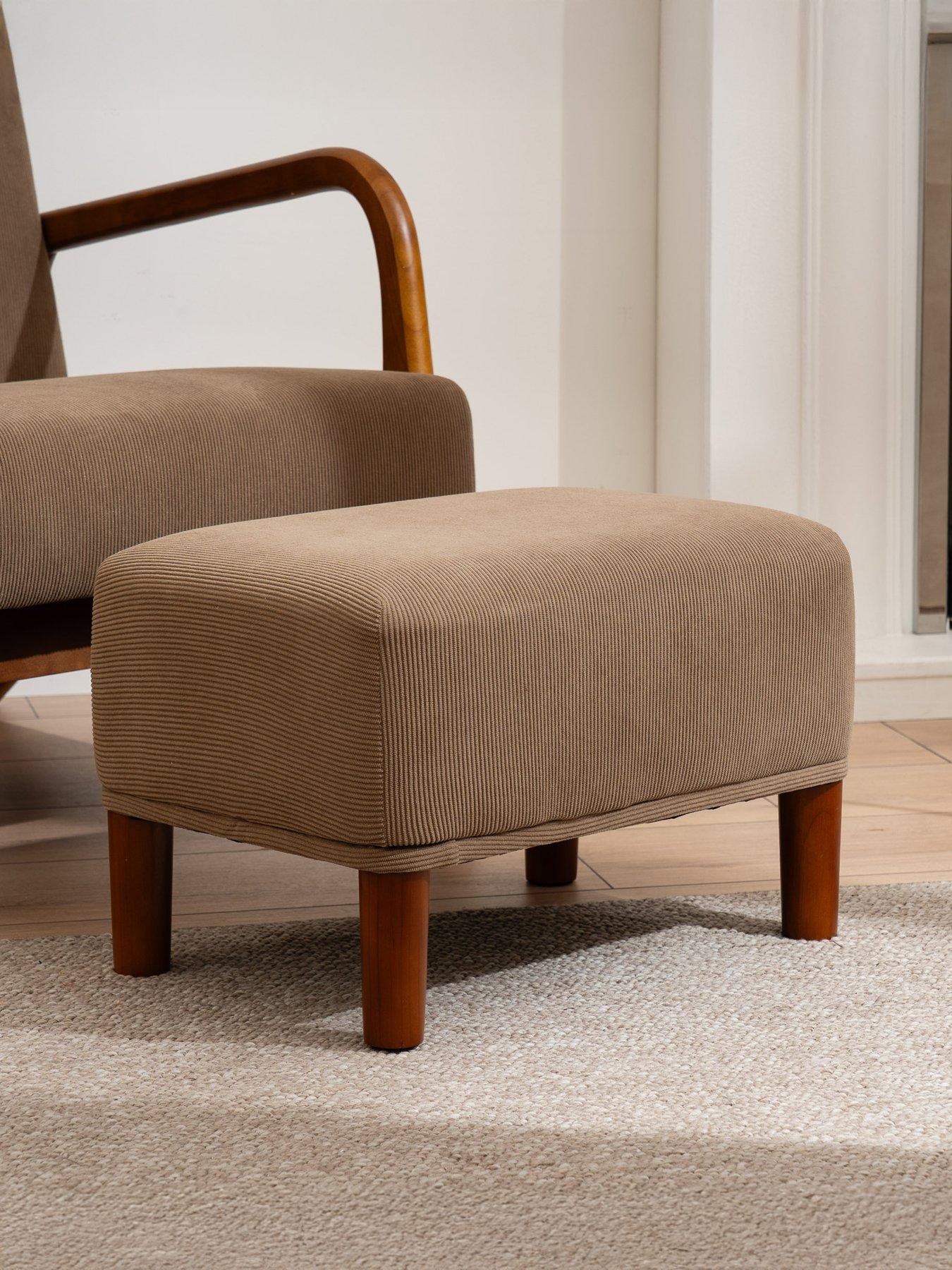 Image 1 of 3 of Scottish Everlastings Howorth Cord Fabric Foot Stool - Taupe