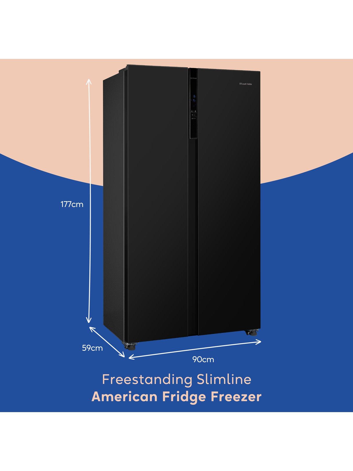 stillFront image of russell-hobbs-rh90aff201b-177cm-high-90cm-wide-freestanding-slimline-american-fridge-freezer-in-black