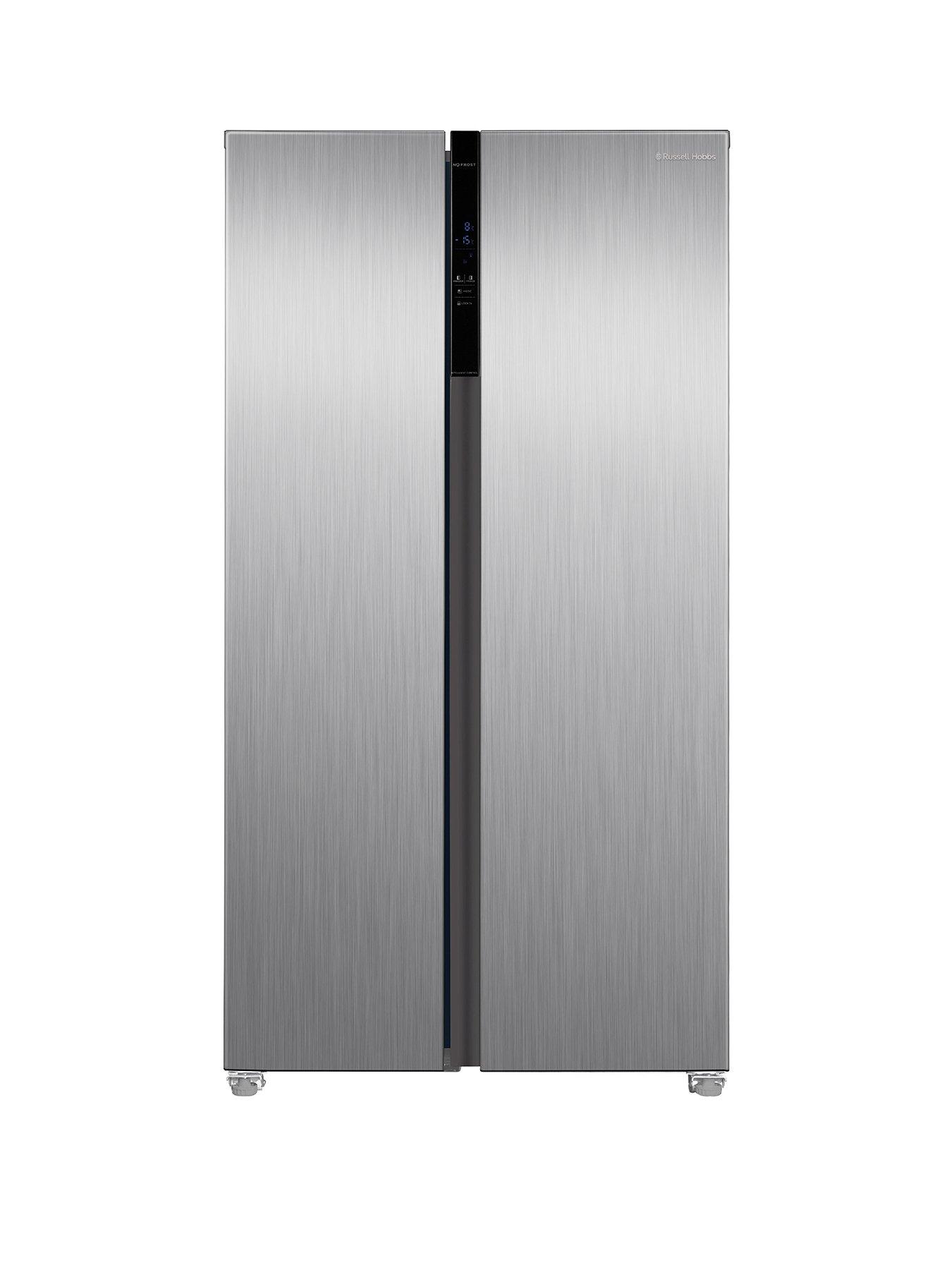 front image of russell-hobbs-rh90aff201ss-177cm-high-90cm-wide-freestanding-slimline-american-fridge-freezer-in-stainless-steel