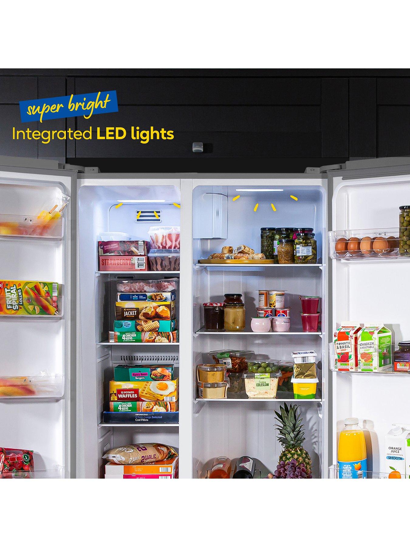  image of russell-hobbs-rh90aff201ss-177cm-high-90cm-wide-freestanding-slimline-american-fridge-freezer-in-stainless-steel