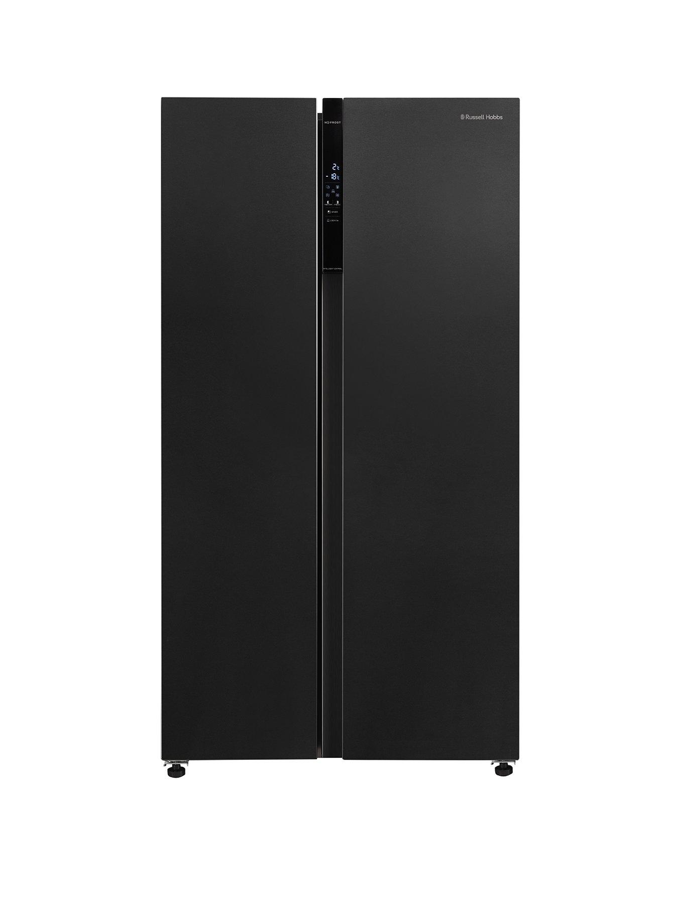Russell Hobbs RH90AFF201DI 177cm high 90cm wide freestanding slimline American Fridge Freezer in Black Steel