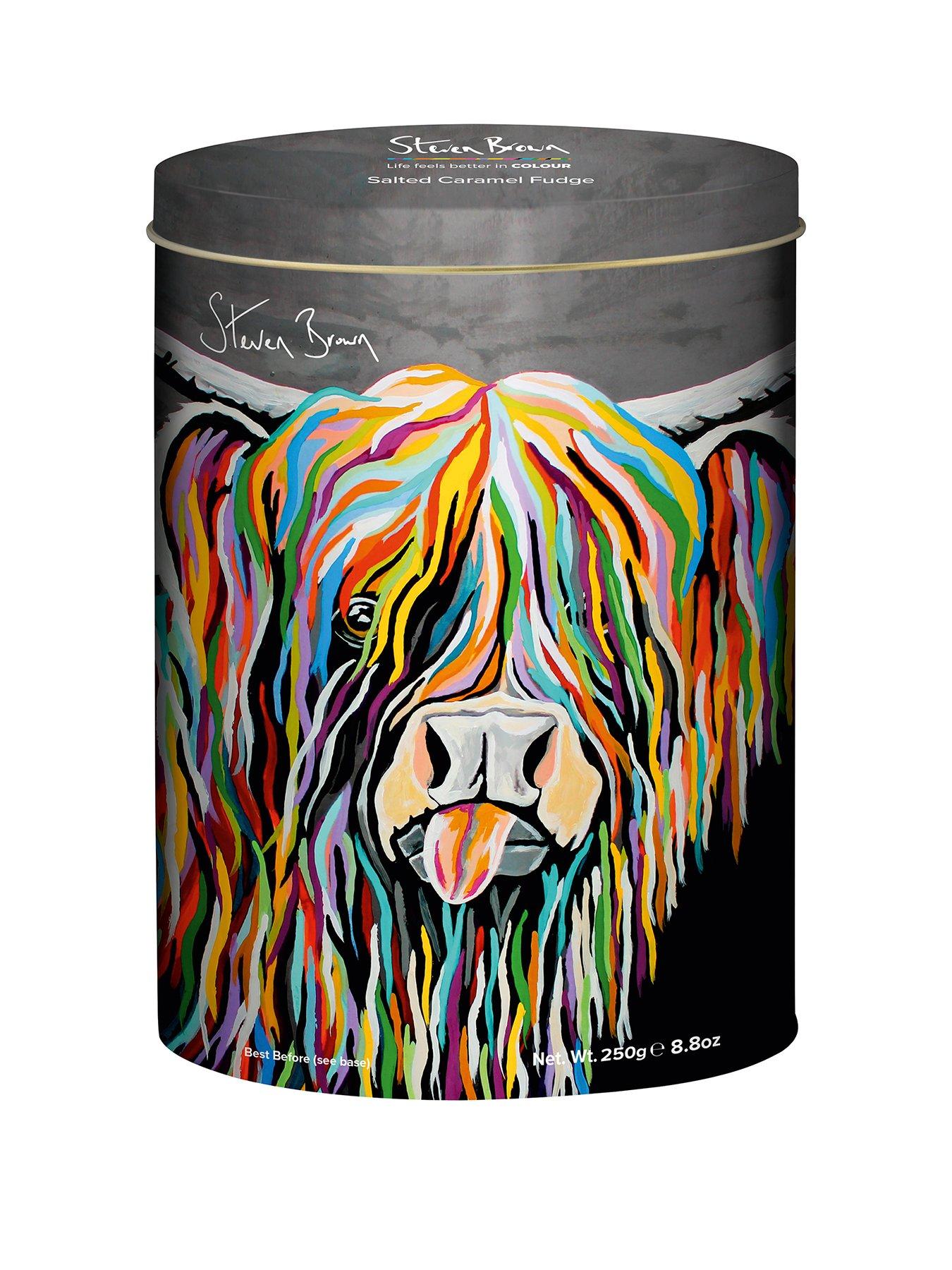 Image 1 of 1 of Cocoa Brown Steven Brown Senga McCoo oval tin of salted caramel fudge 250g