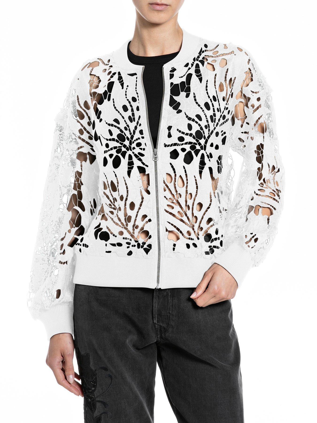 Replay Lace Bomber Jacket - White
