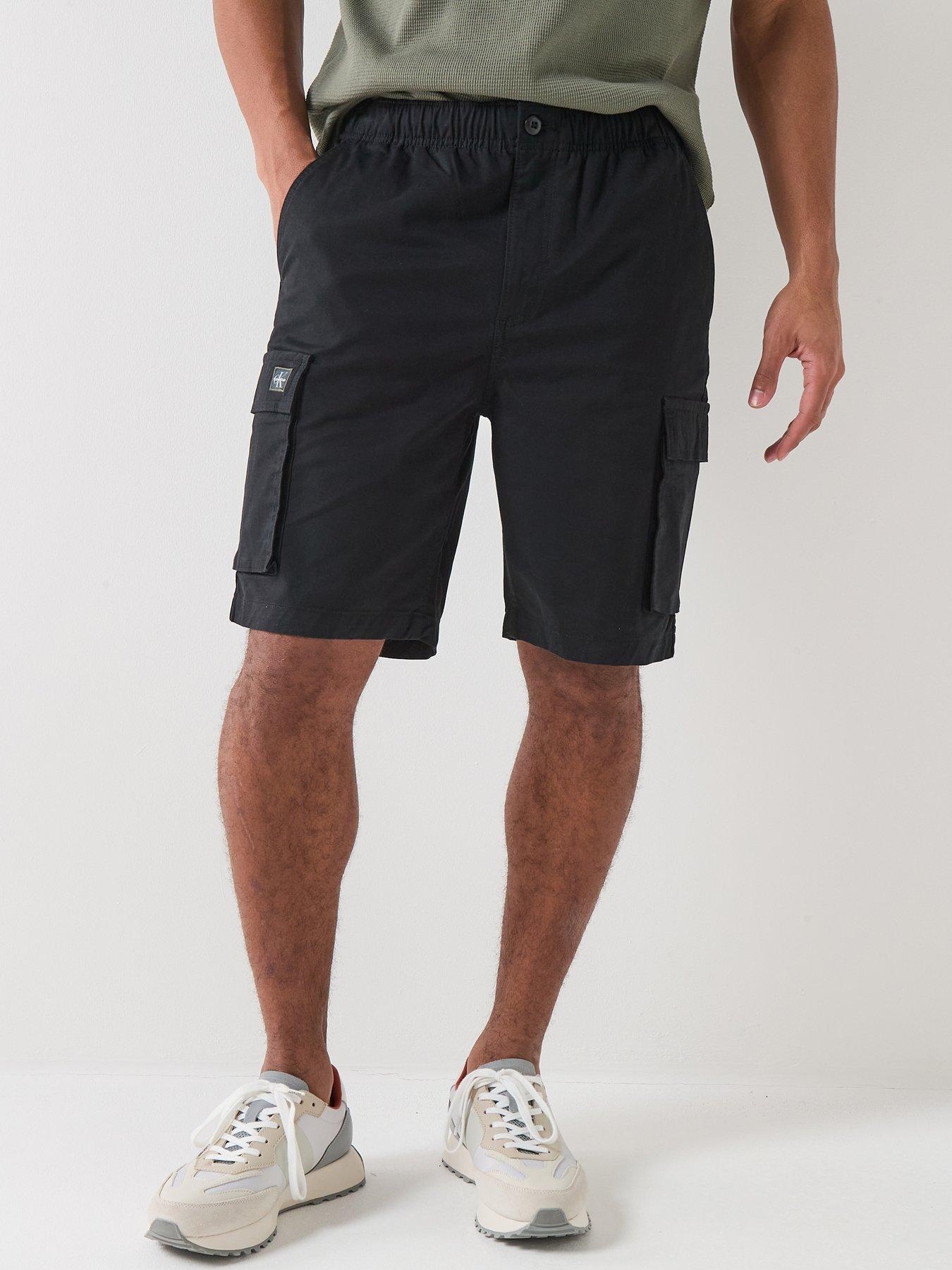 Calvin Klein Jeans Straight Cotton Cargo Shorts - Black