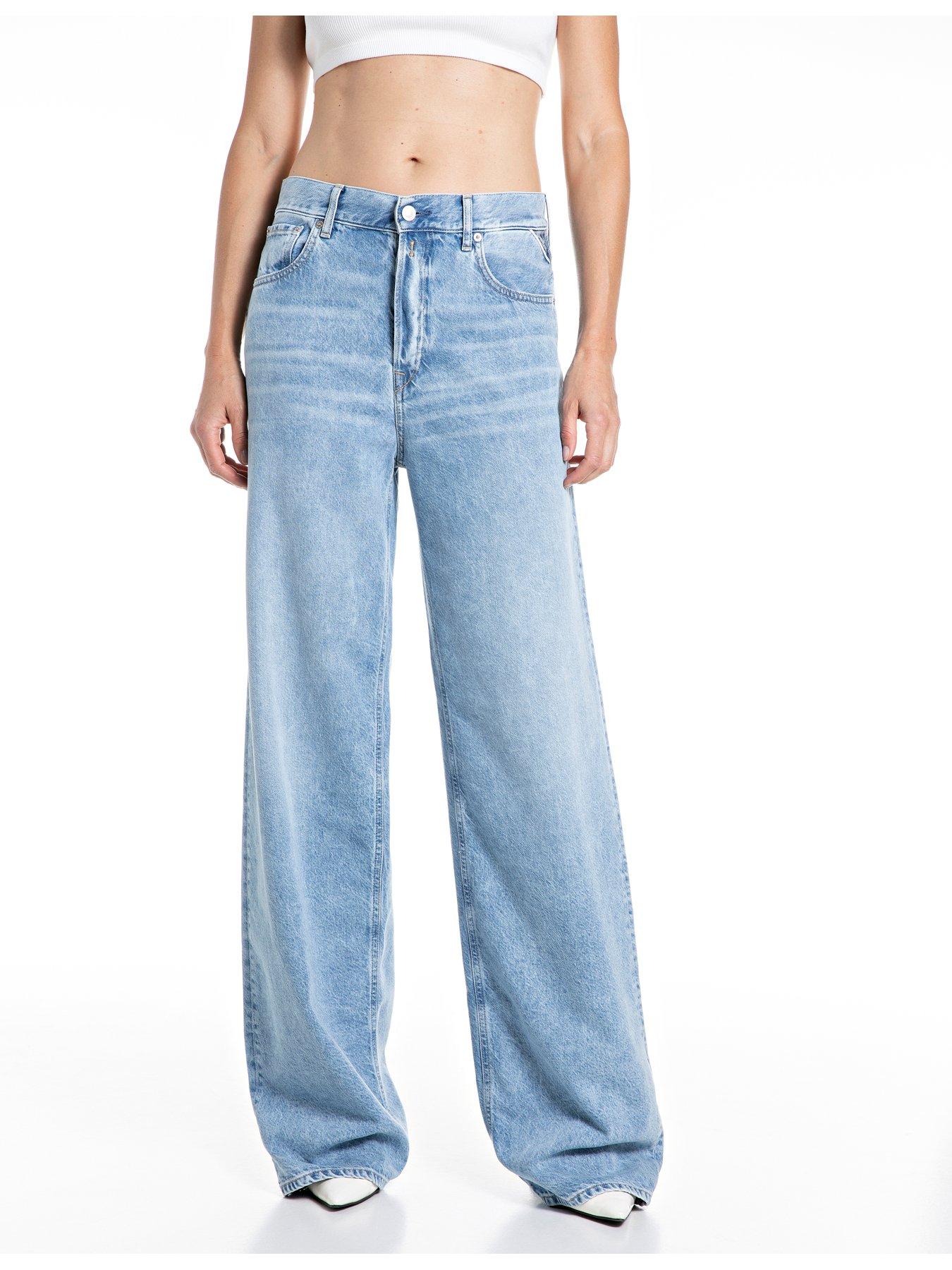 Replay Wide Leg Jean - Light Blue