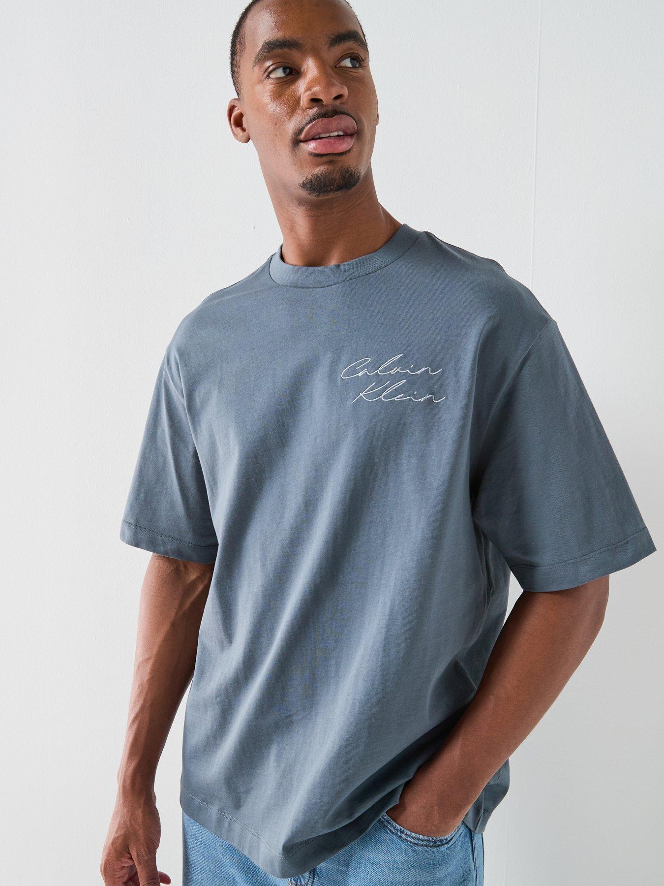 Image 2 of 5 of Calvin Klein Jeans Back Embroidered Graphic Relaxed T-Shirt -Turbulence