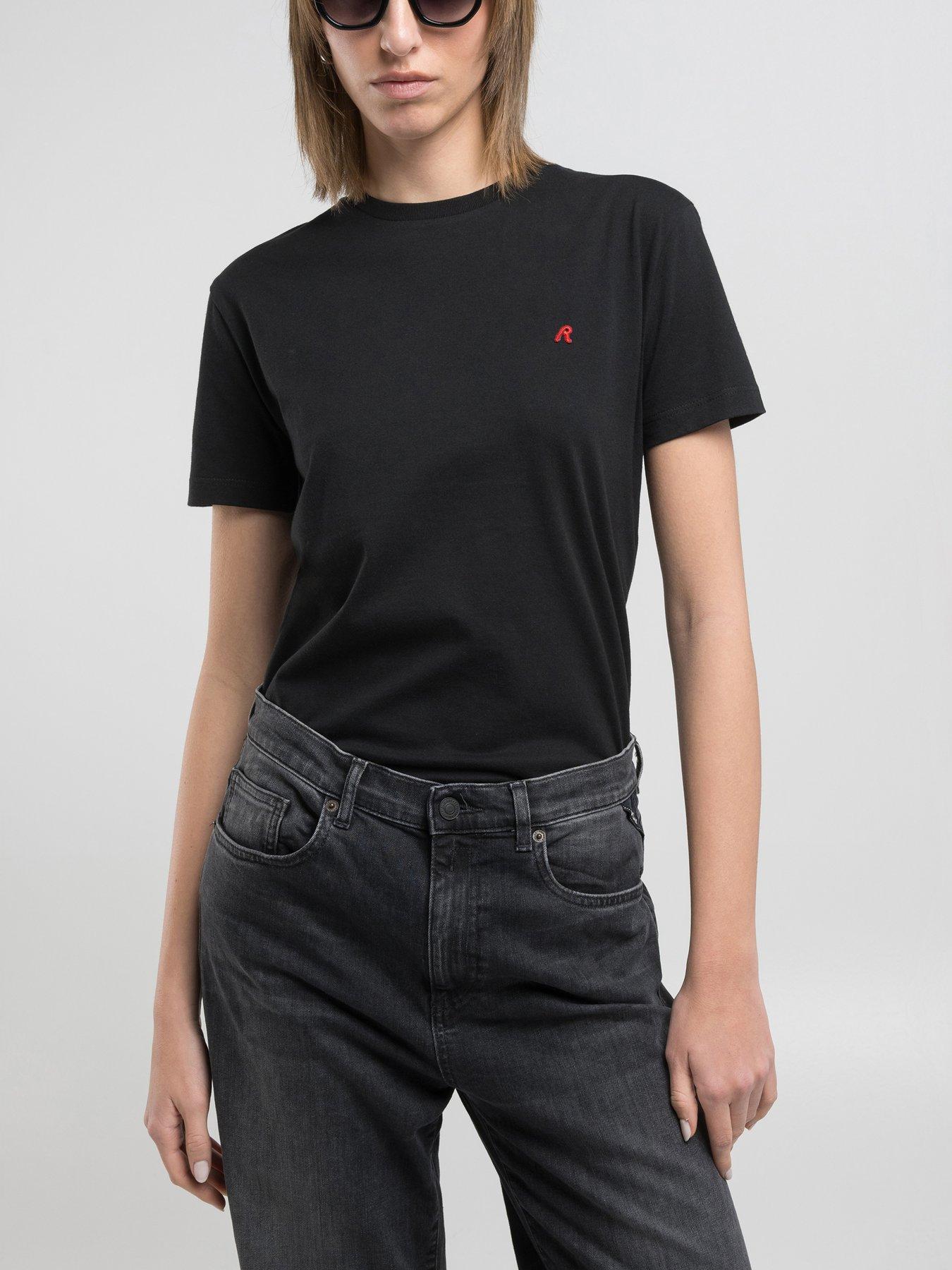 front image of replay-short-sleeve-t-shirt-black