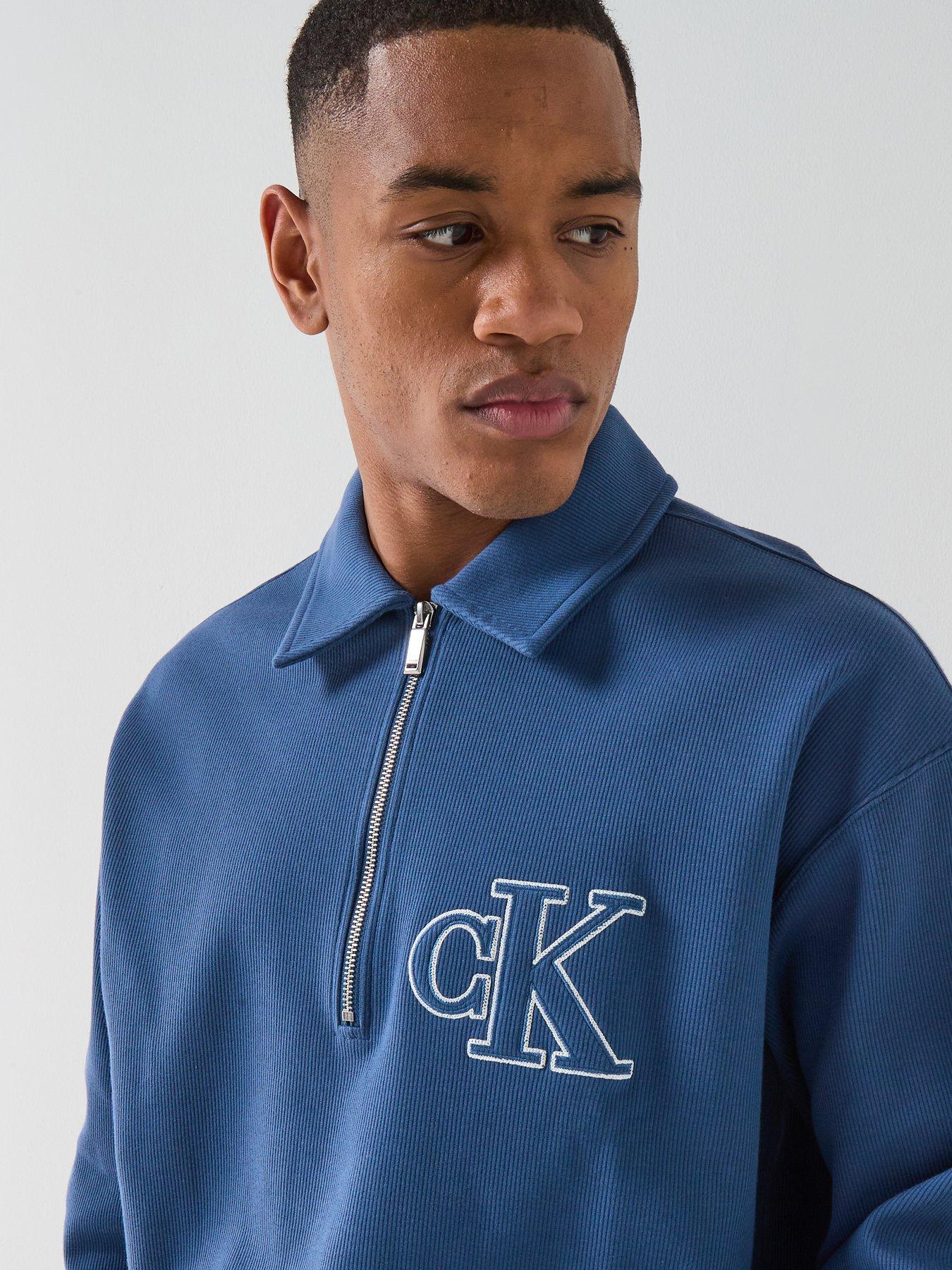 Image 5 of 5 of Calvin Klein Jeans Ribbed Crew Sweatshirt - Blue