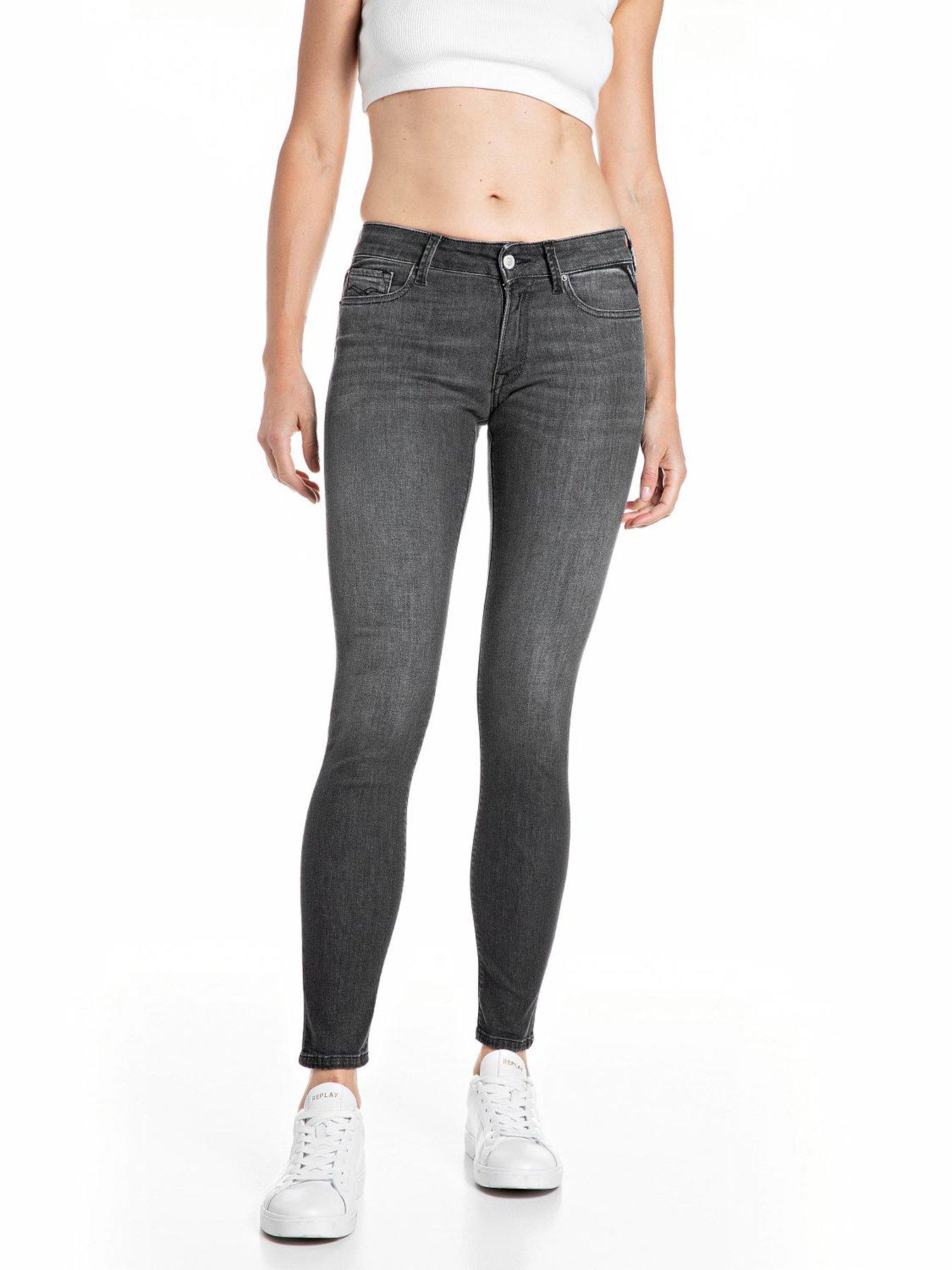 Replay Straight Leg Skinny Jeans - Grey