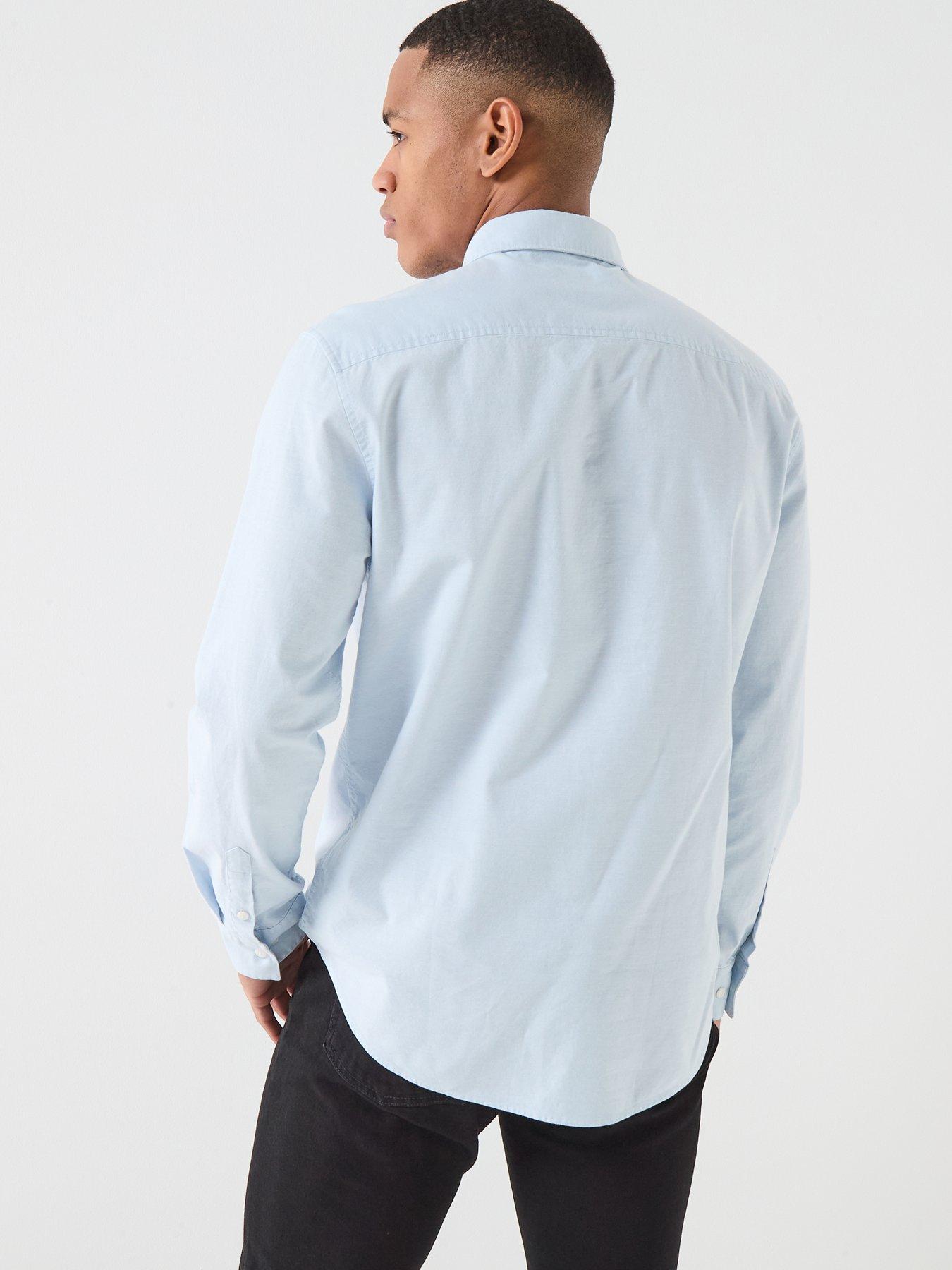 stillFront image of calvin-klein-jeans-solid-oxford-classic-plain-shirt-blue