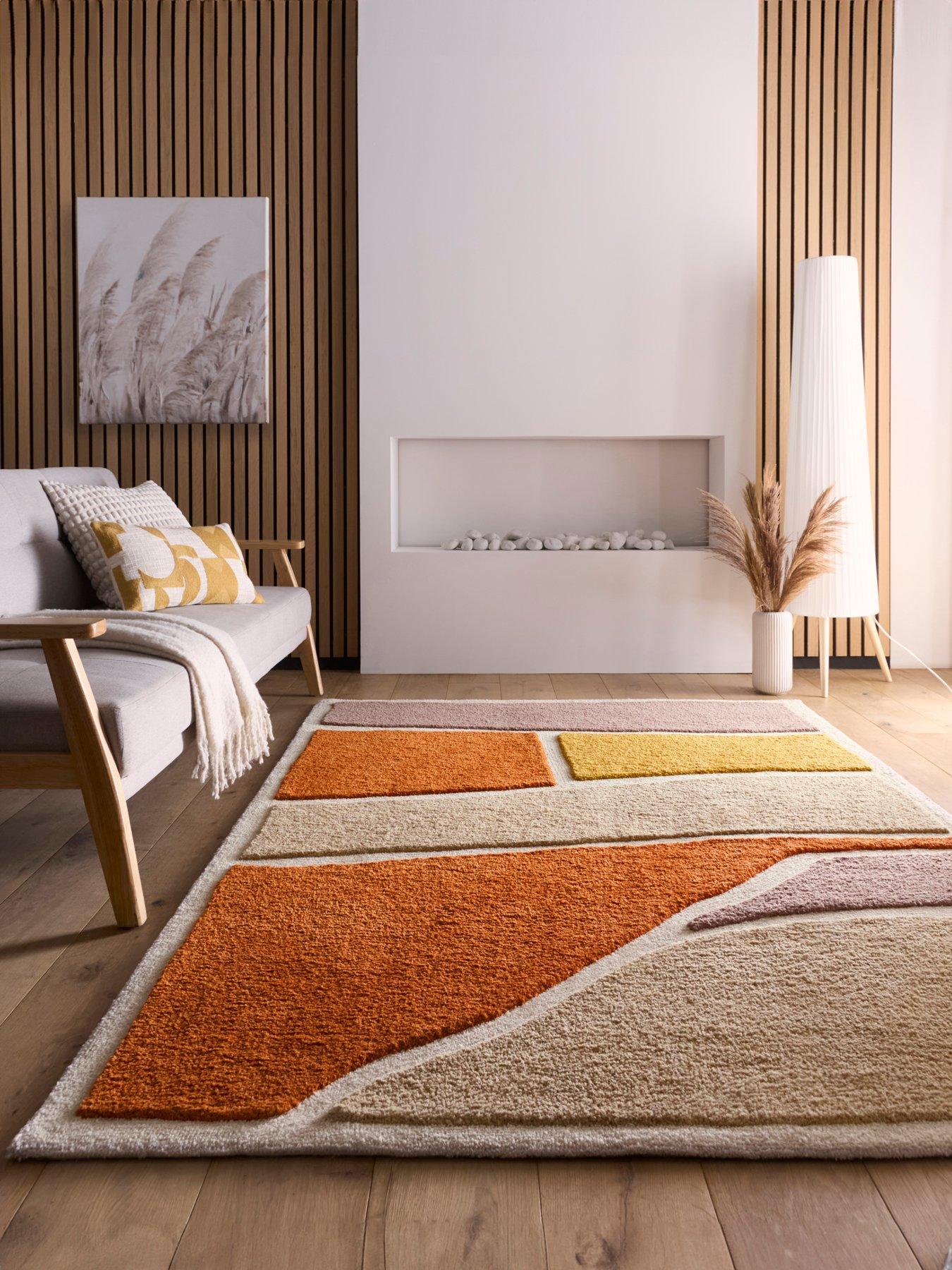 front image of very-home-strata-rug-terracotta