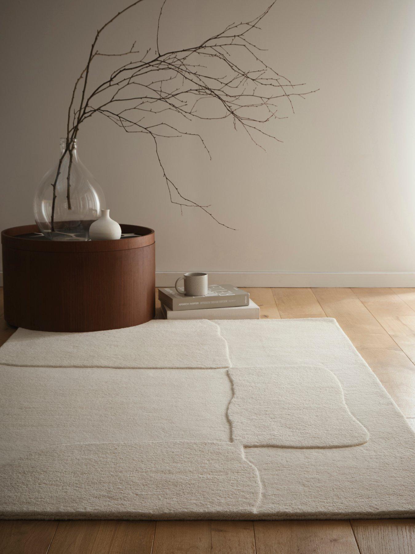 The Very Collection Sculptured Wool Boulder Rug - Cream