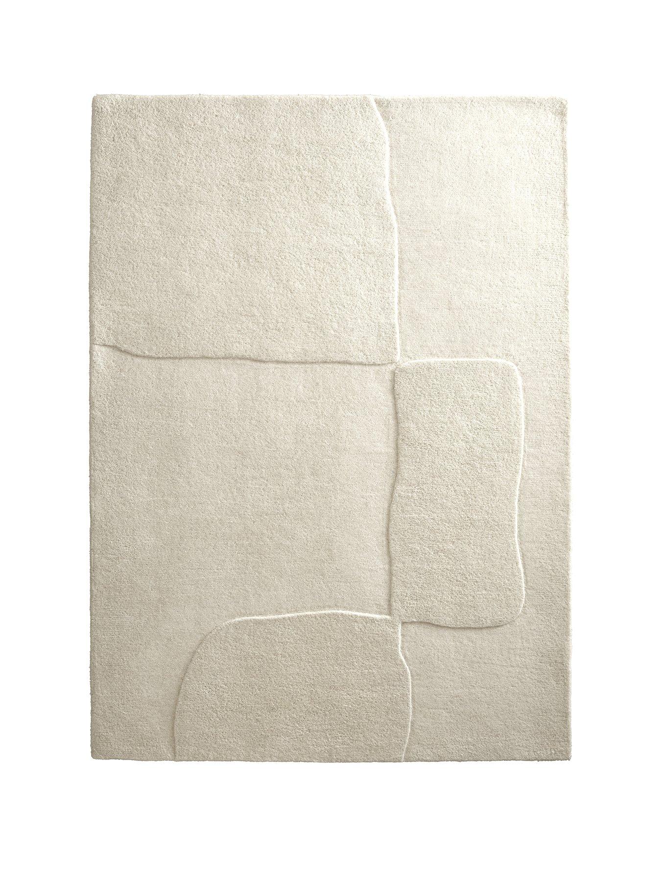 Image 2 of 5 of Very Home Sculptured Wool Boulder Rug - Cream