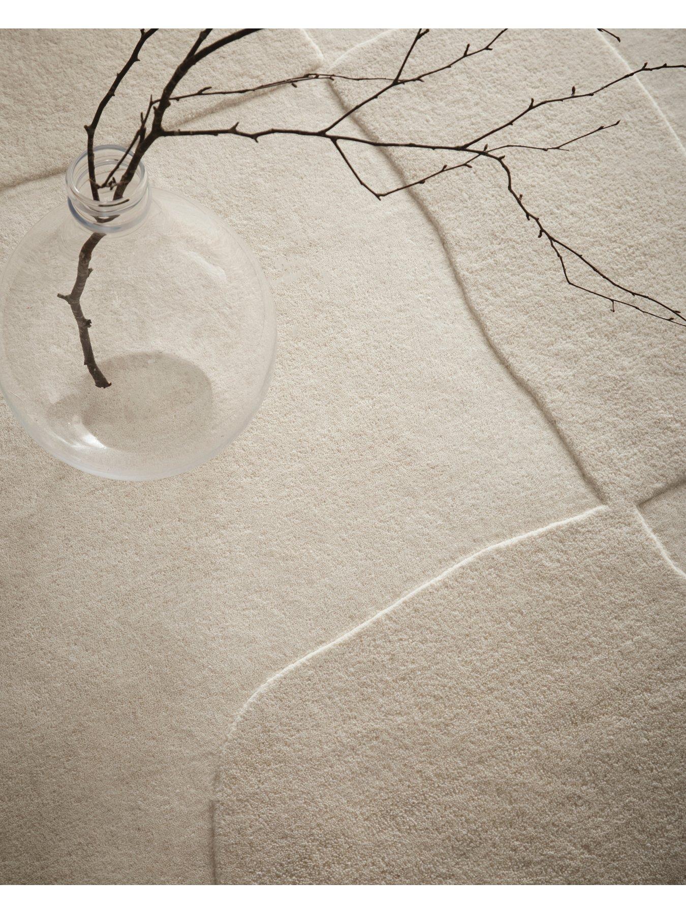 Image 3 of 5 of Very Home Sculptured Wool Boulder Rug - Cream