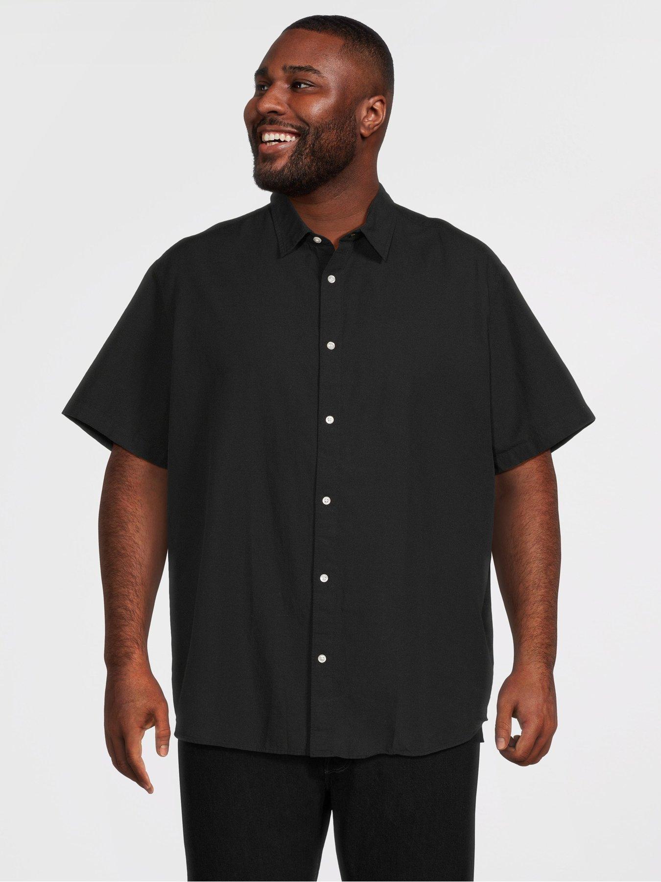Jack & Jones Plus Breeze Linen Blend Shirt Short Sleeve Shirt - Black