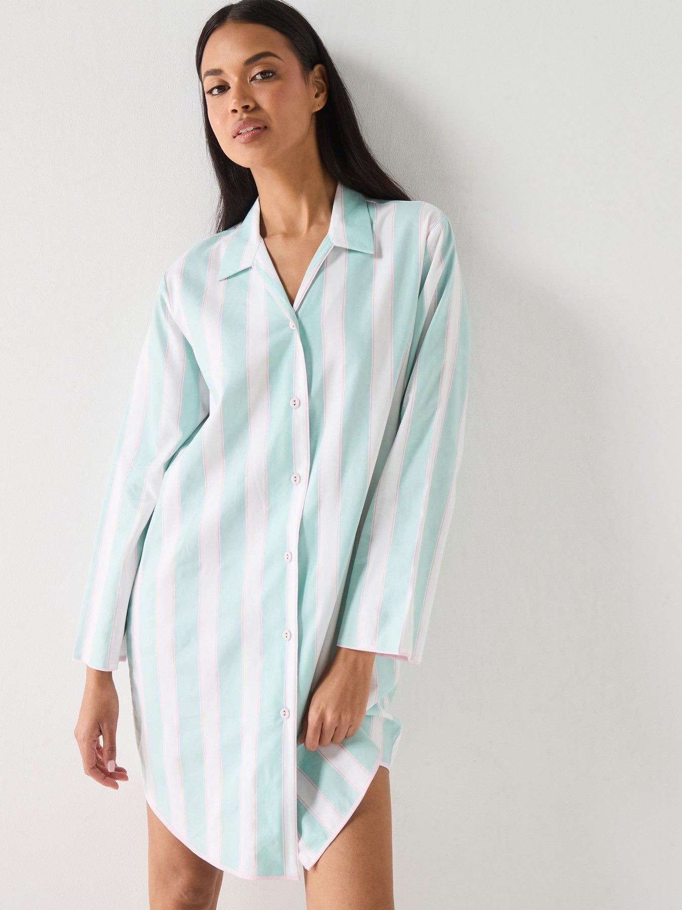 cyberjammies-francesca-mint-printed-stripe-long-sleeve-nightshirt-mint