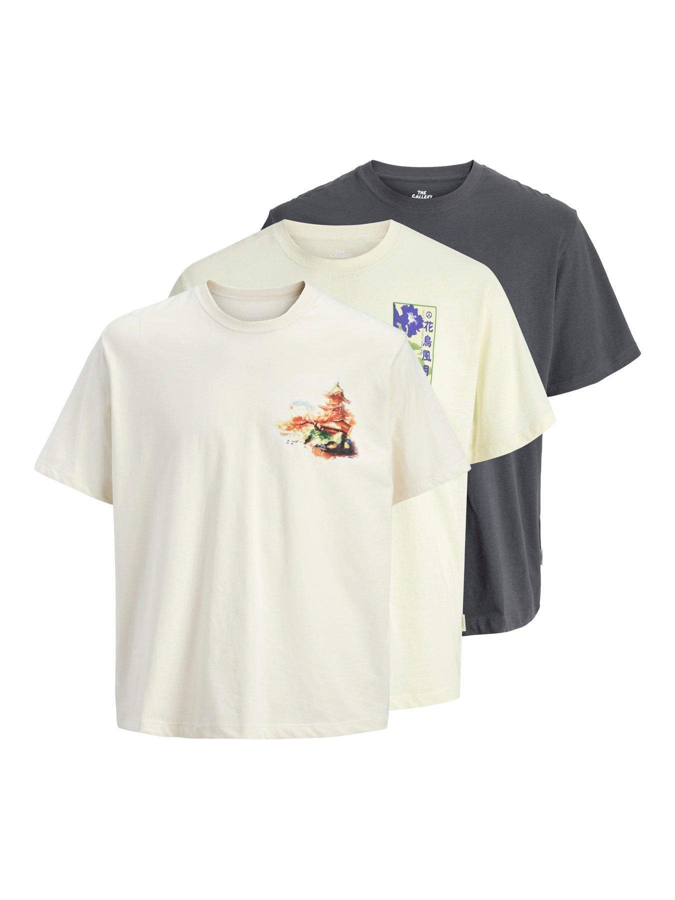 Jack & Jones Japan Short Sleeve T-Shirt 3 Pack - White