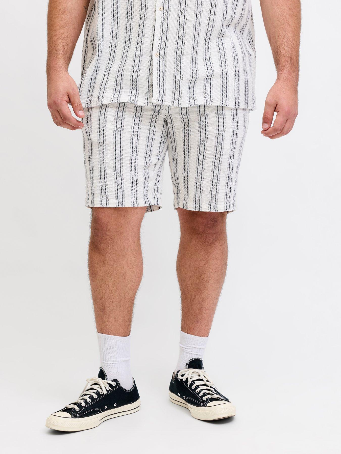 Jack & Jones Plus Jaiden Coba Stripe Shorts - White