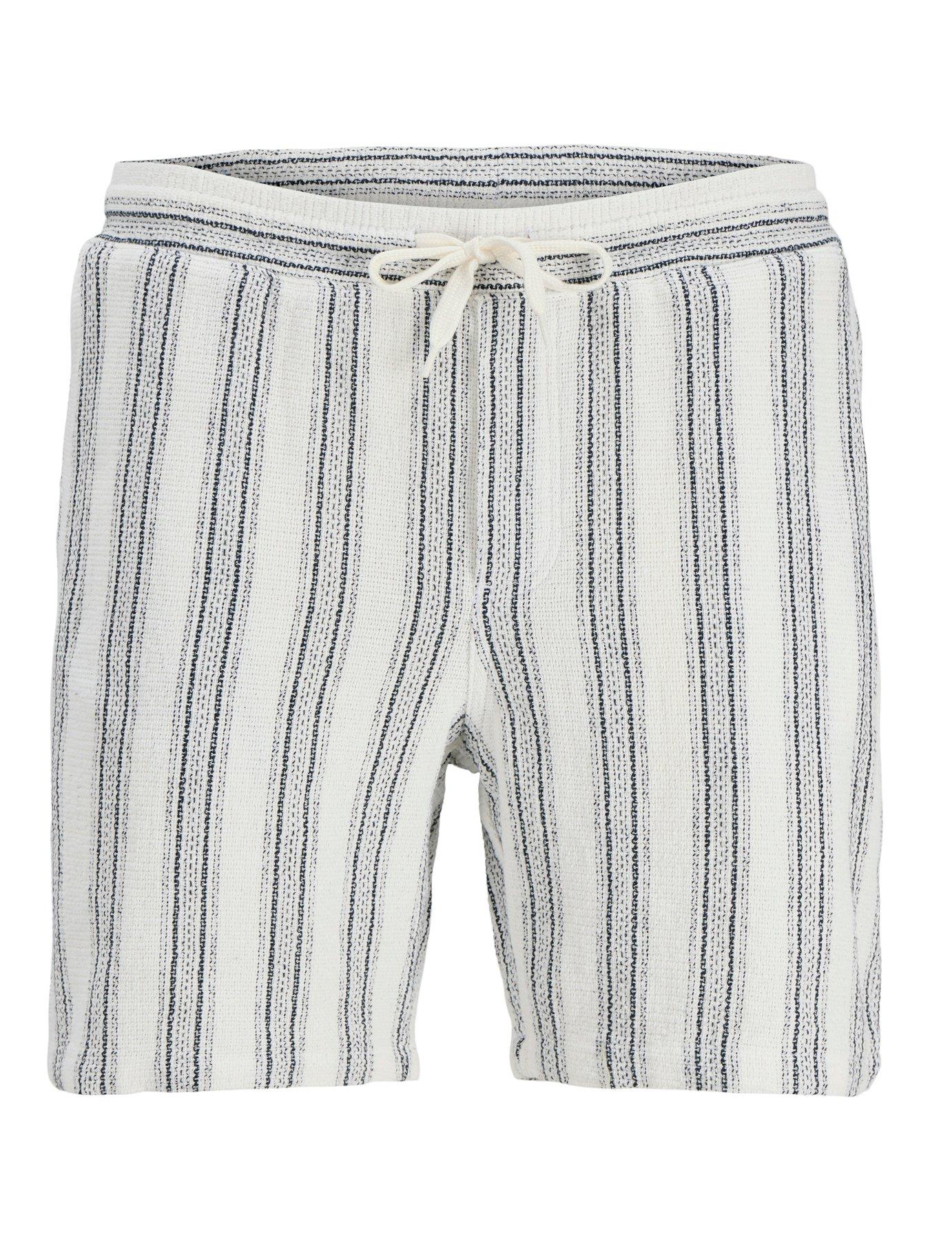 Image 7 of 7 of Jack & Jones Plus Jaiden Coba Stripe Jogger Shorts - White