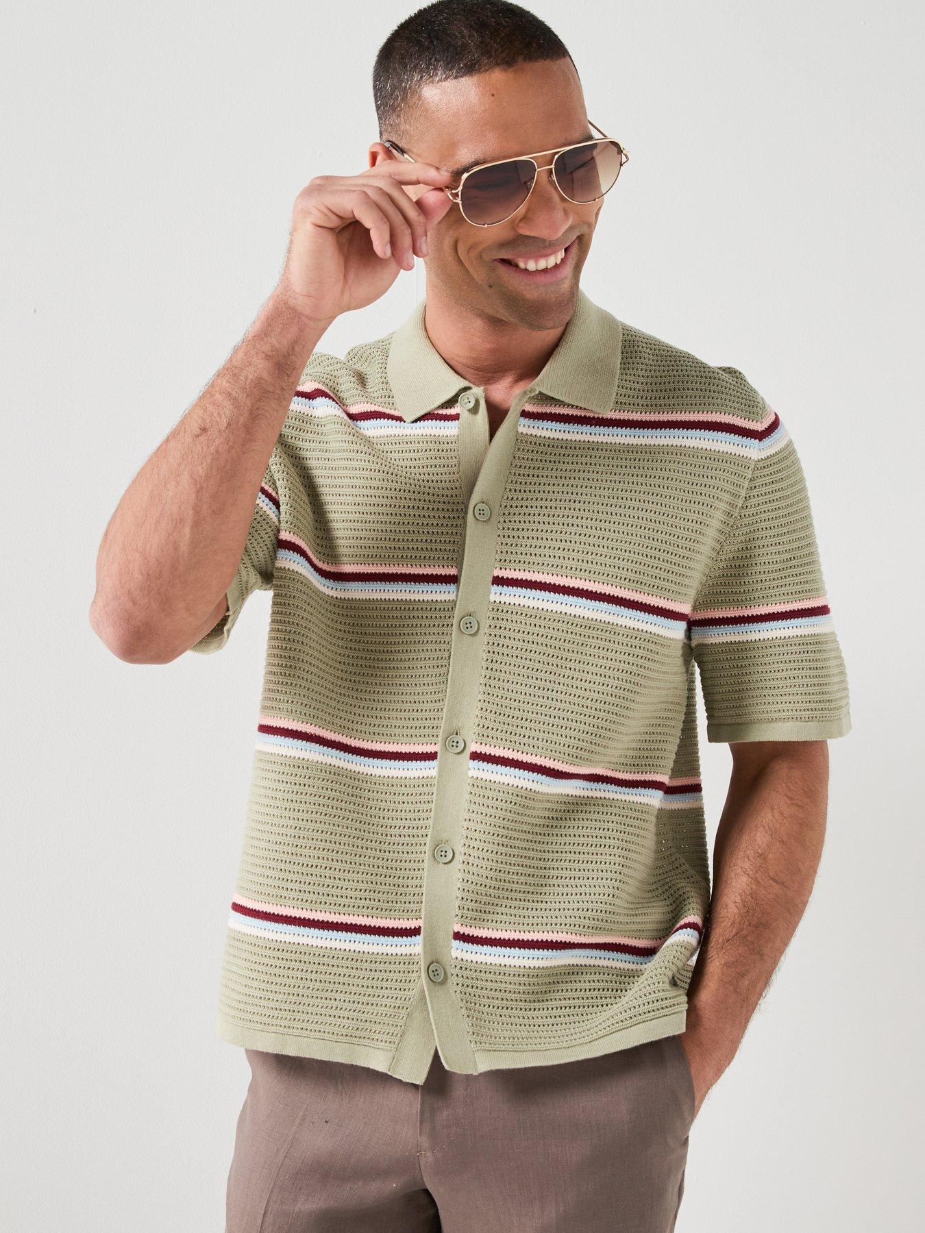 Image 1 of 5 of Jack & Jones Short Sleeve Knit Polo Cardigan - Green