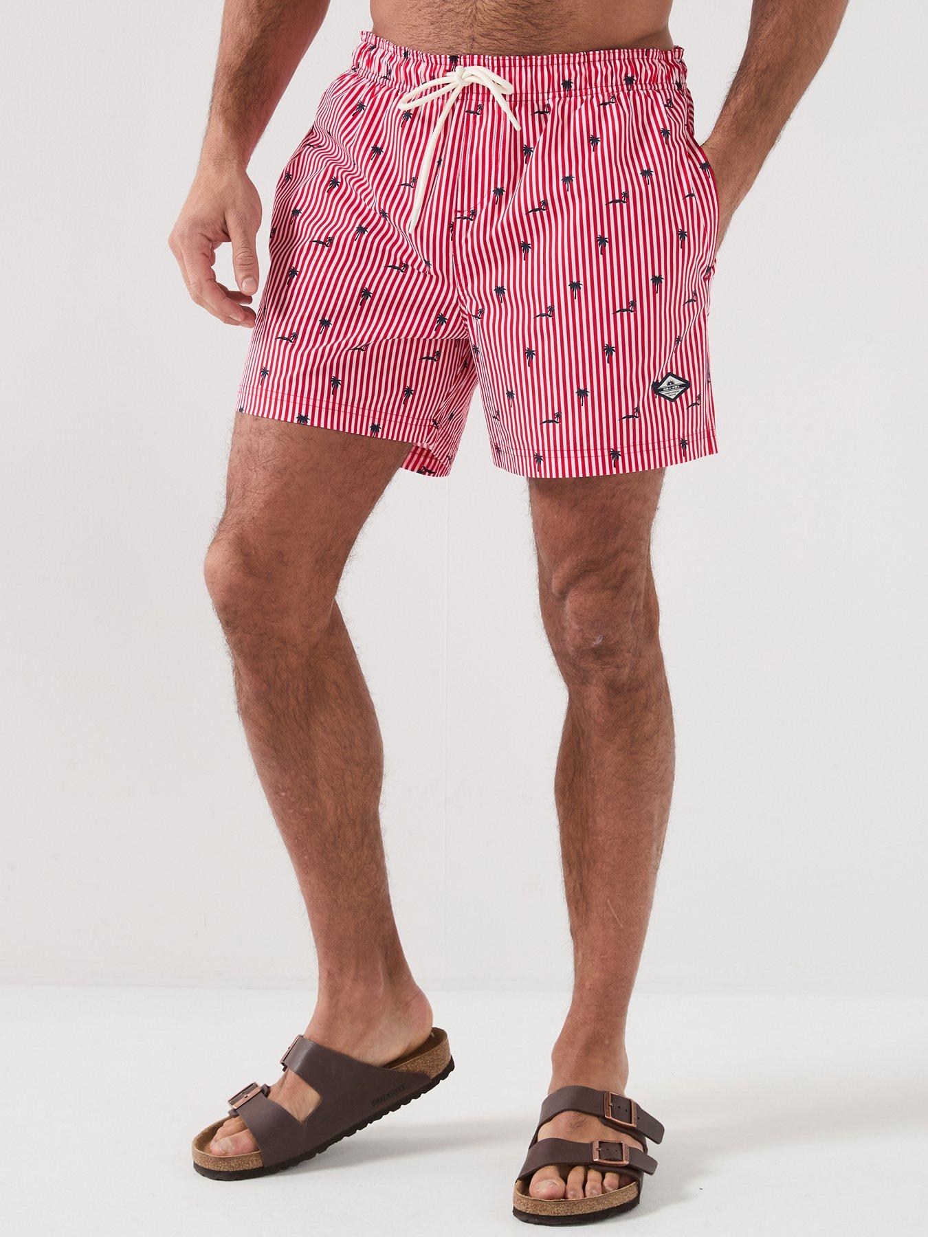 Jack & Jones Maui Breeze Mini Stripe Swim Shorts - Red