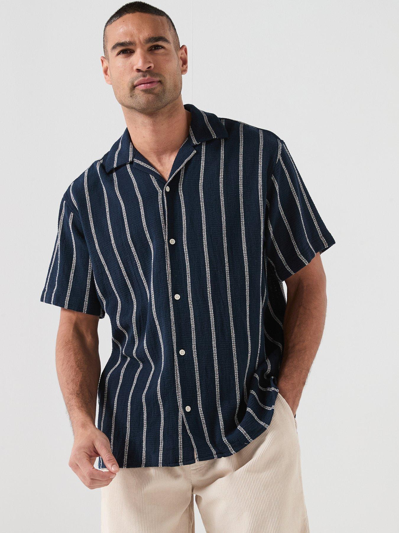 Jack & Jones Coba Stripe Short Sleeve Resort Shirt - Sky Captain