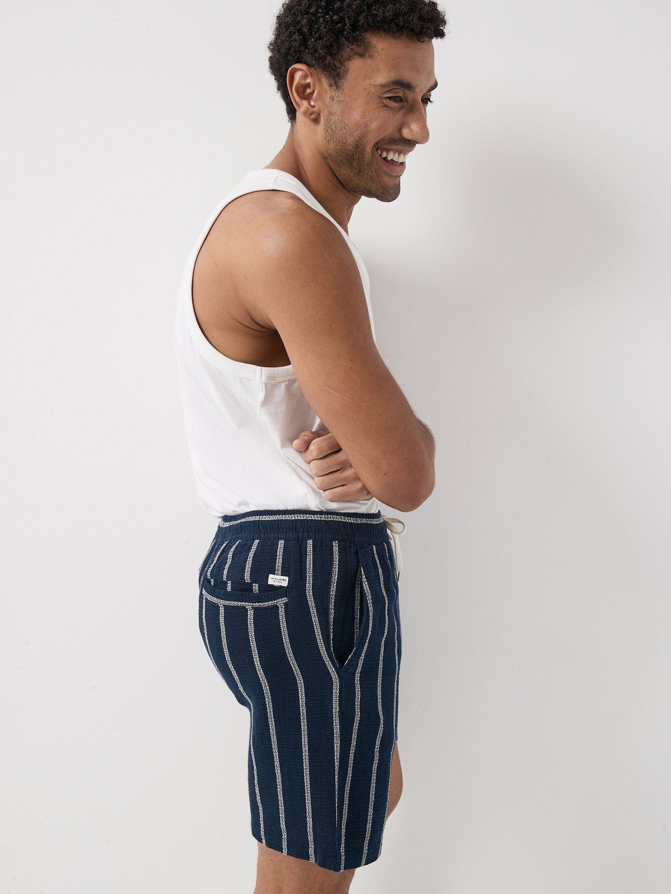 Image 4 of 6 of Jack & Jones Jaiden Coba Stripe Shorts - Sky Captain